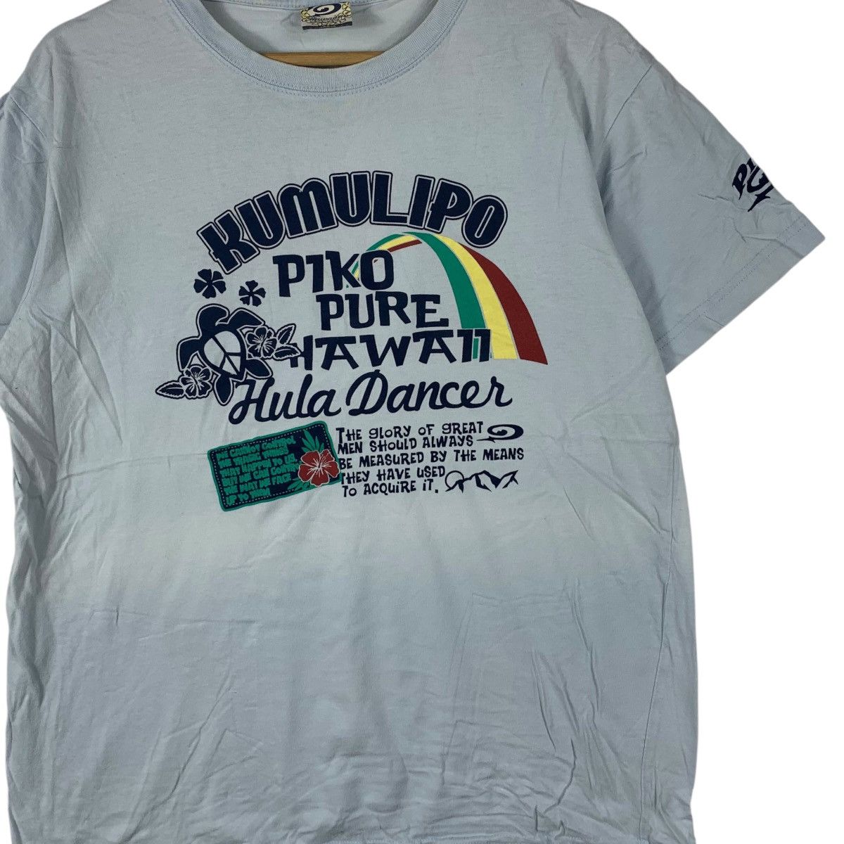 Vintage Vintage PIKO HAWAII KUMULIPO Hula Dancer Sun Faded Tee Shirt Size US L / EU 52-54 / 3 - 3 Thumbnail