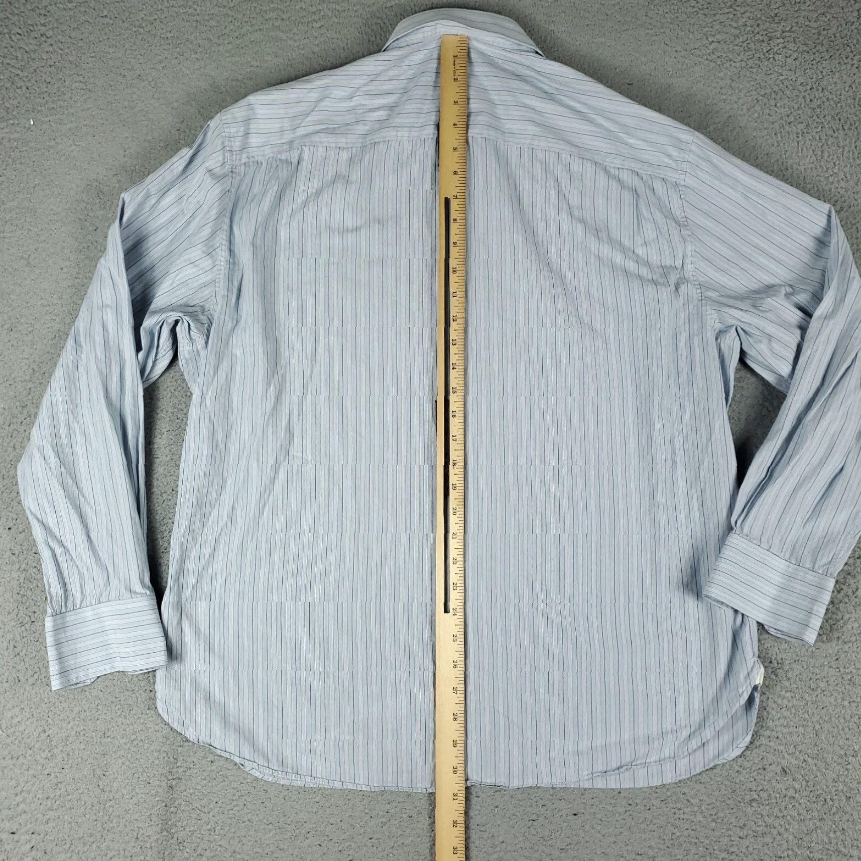 John Varvatos John Varvatos Blue Striped Dress Shirt Mens Size 17 Long Sleeve Button-Up Size 46R - 5 Thumbnail