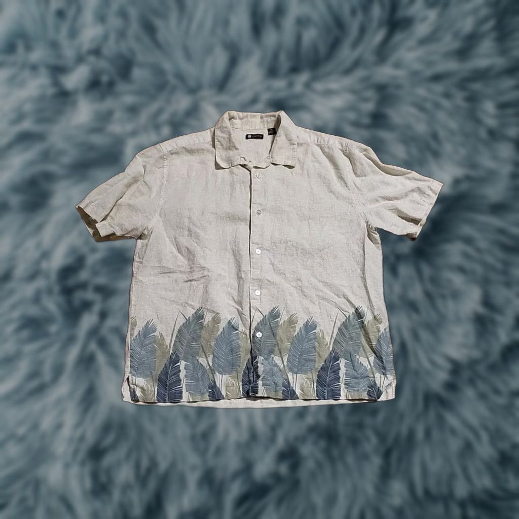 Vintage Centro Linen Shirt Mens XL Beige Floral Short Sleeve Button-Up Casual Vacation 90s Tropical Theme Breathing Breathable Size US XL / EU 56 / 4 - 1 Thumbnail
