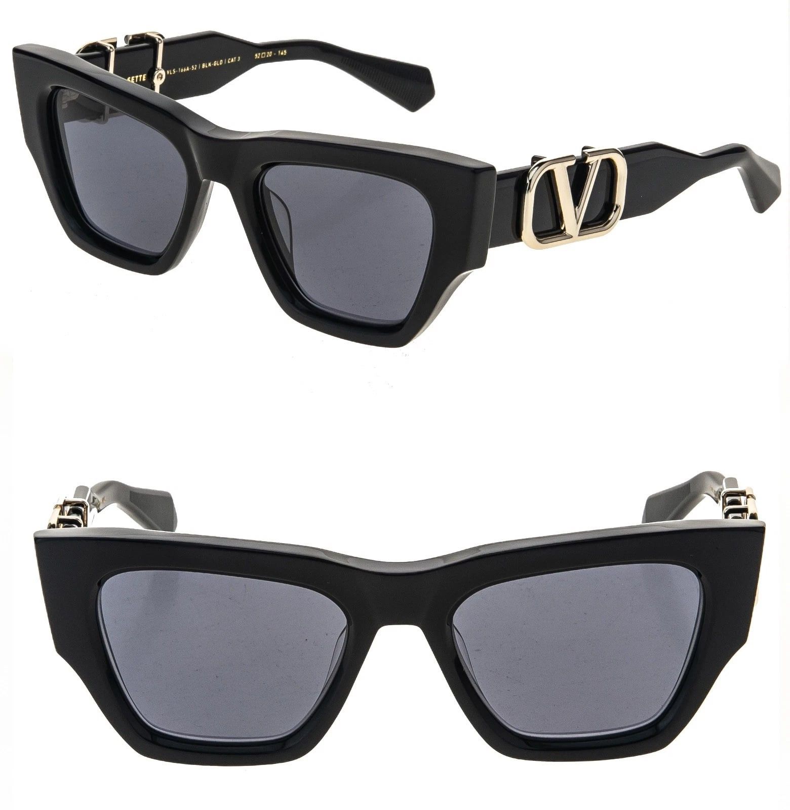 Valentino VALENTINO V-SETTE VLS166 Black VLS 166A Gold Logo Sunglasses Size ONE SIZE - 1 Thumbnail