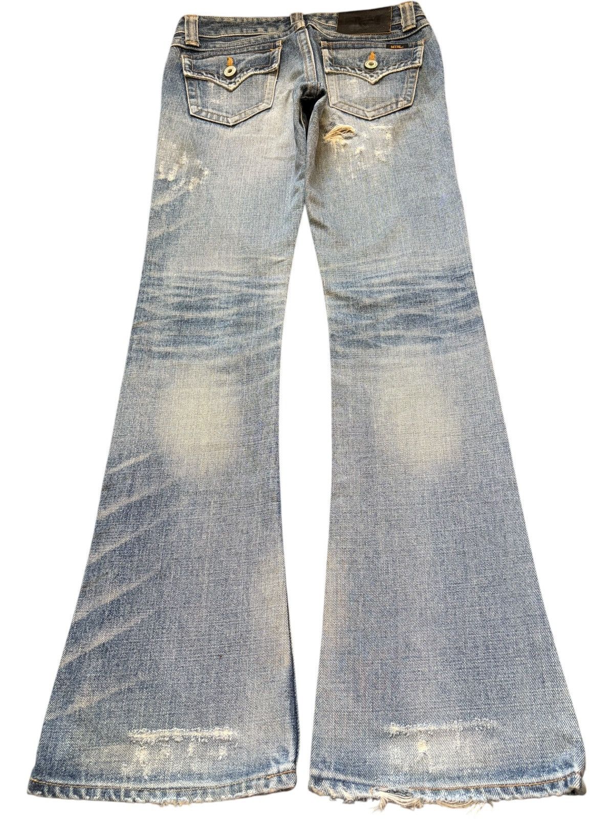 Hysteric Glamour Vintage Material Girl Distress Low Rise Flare Jeans Size 28" / US 6 / IT 42 - 2 Thumbnail
