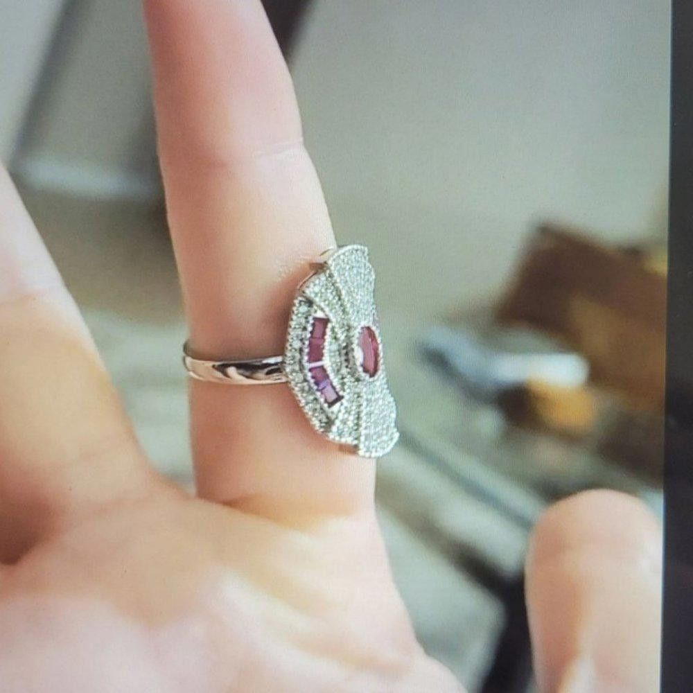 Designer 2.0Ct Vintage Ruby Red Art Deco Antique Silver Ring - Size 8 Size ONE SIZE - 5 Thumbnail