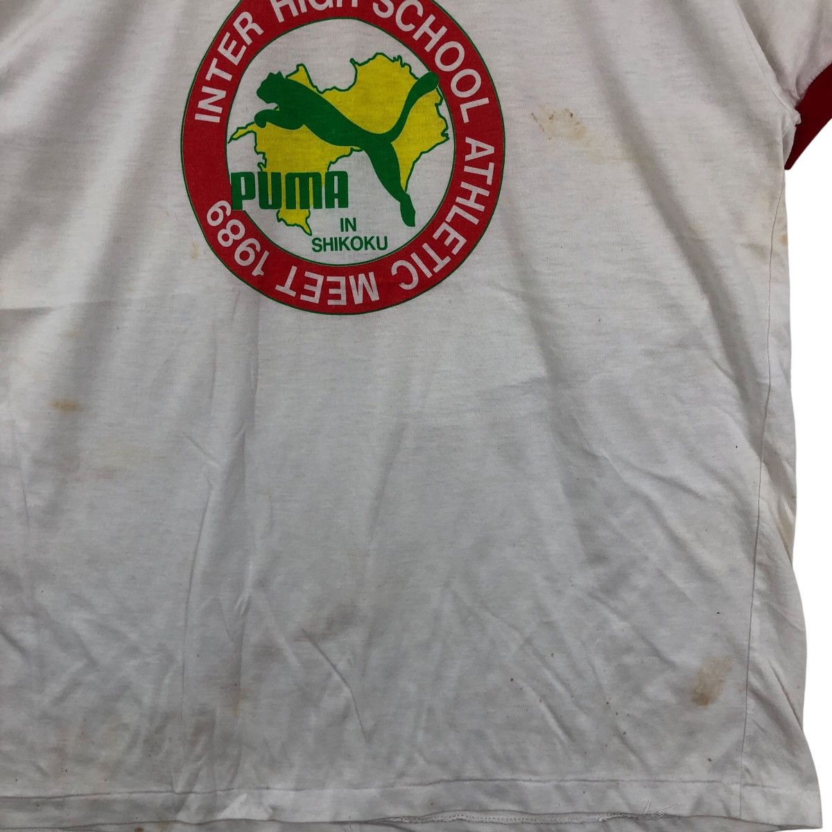 Puma Vintage 80s PUMA Ringer Inter High School In Shikoku T Shirt Size US L / EU 52-54 / 3 - 4 Thumbnail
