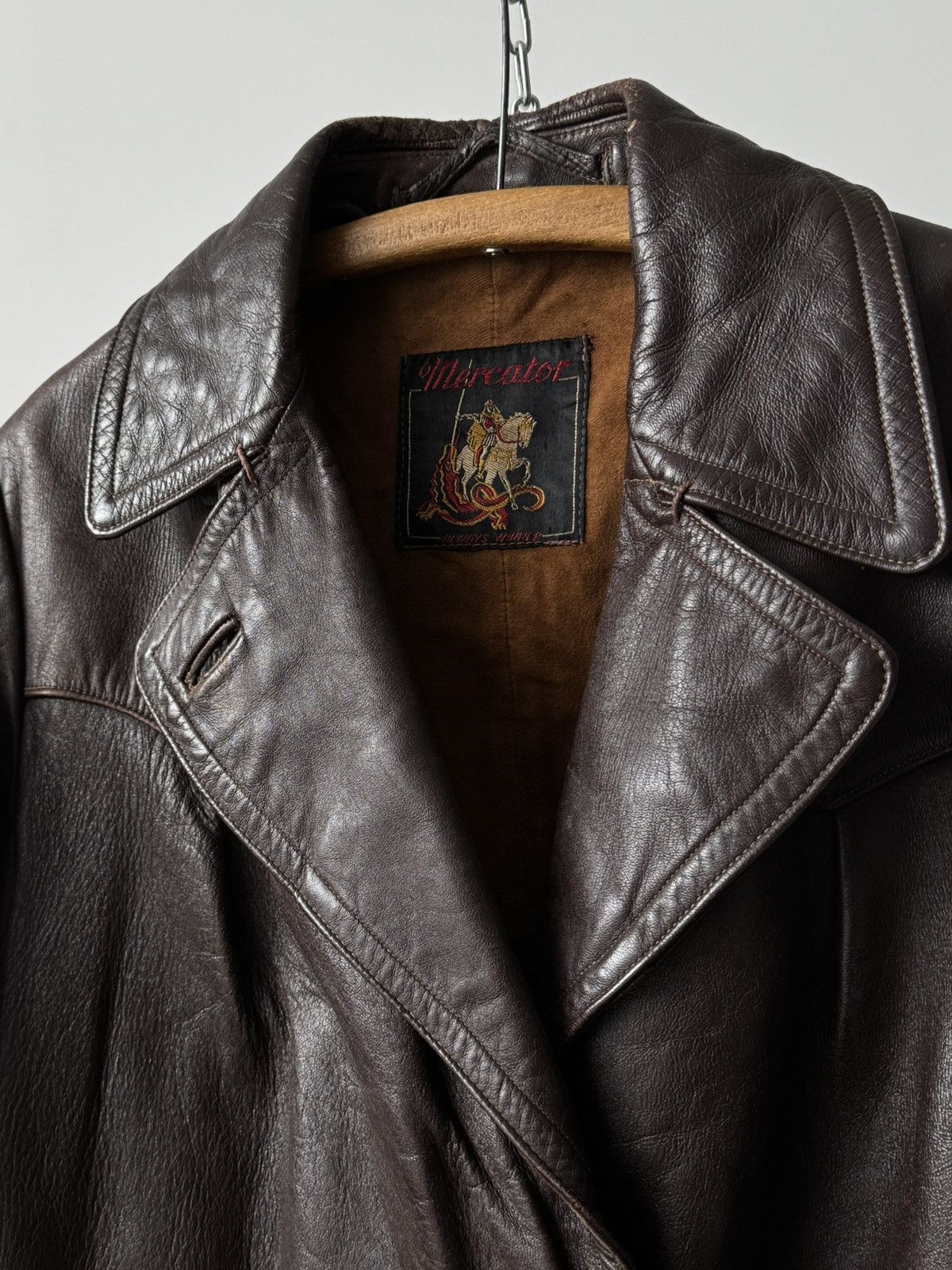 Vintage 1950s Vintage British Dispatch Rider Leather Trench Coat Size US M / EU 48-50 / 2 - 4 Thumbnail