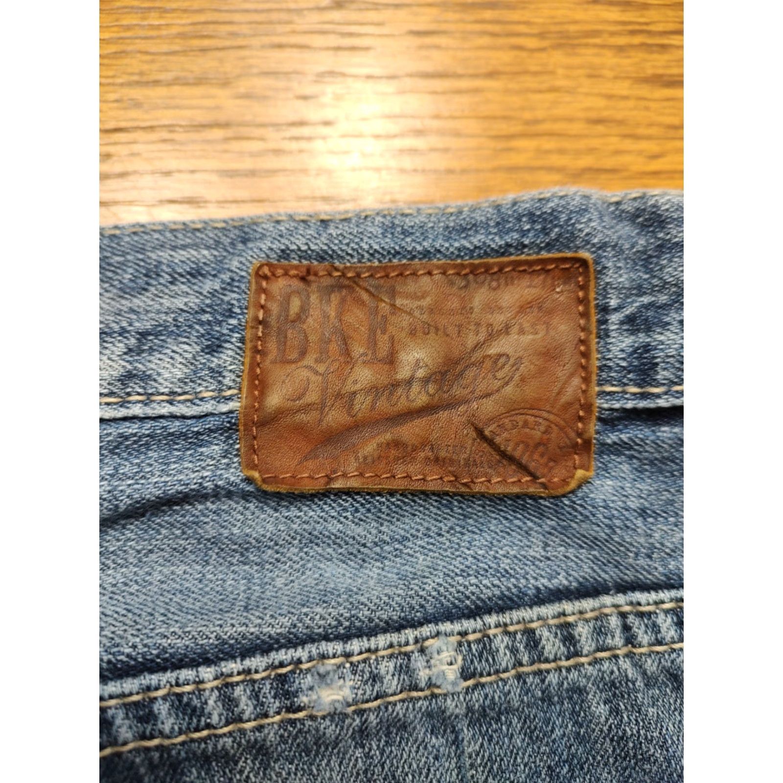 BKE VINTAGE BKE Jeans Distressed Welder Mens Tag 34x34 Faded Blue Relaxed Straight 5-Pocket Denim Cowboy USA Rock Button Zip Inseam 34 Cotton Size US 34 / EU 50 - 6 Thumbnail