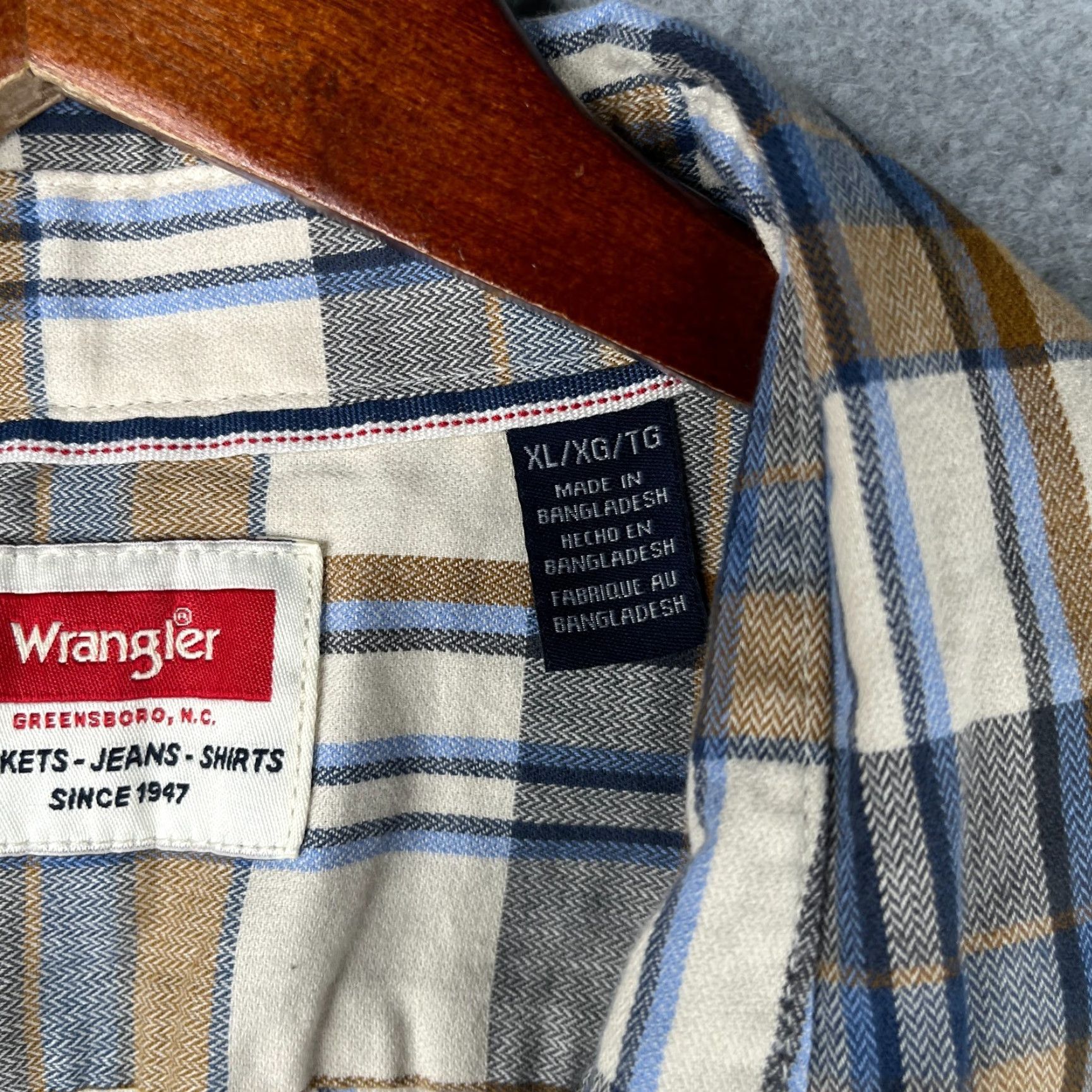Wrangler Wrangler Shirt XL Multicolor Plaid Button-Up Long Sleeve Mens Colorful Casual Pocket Size US XL / EU 56 / 4 - 6 Thumbnail