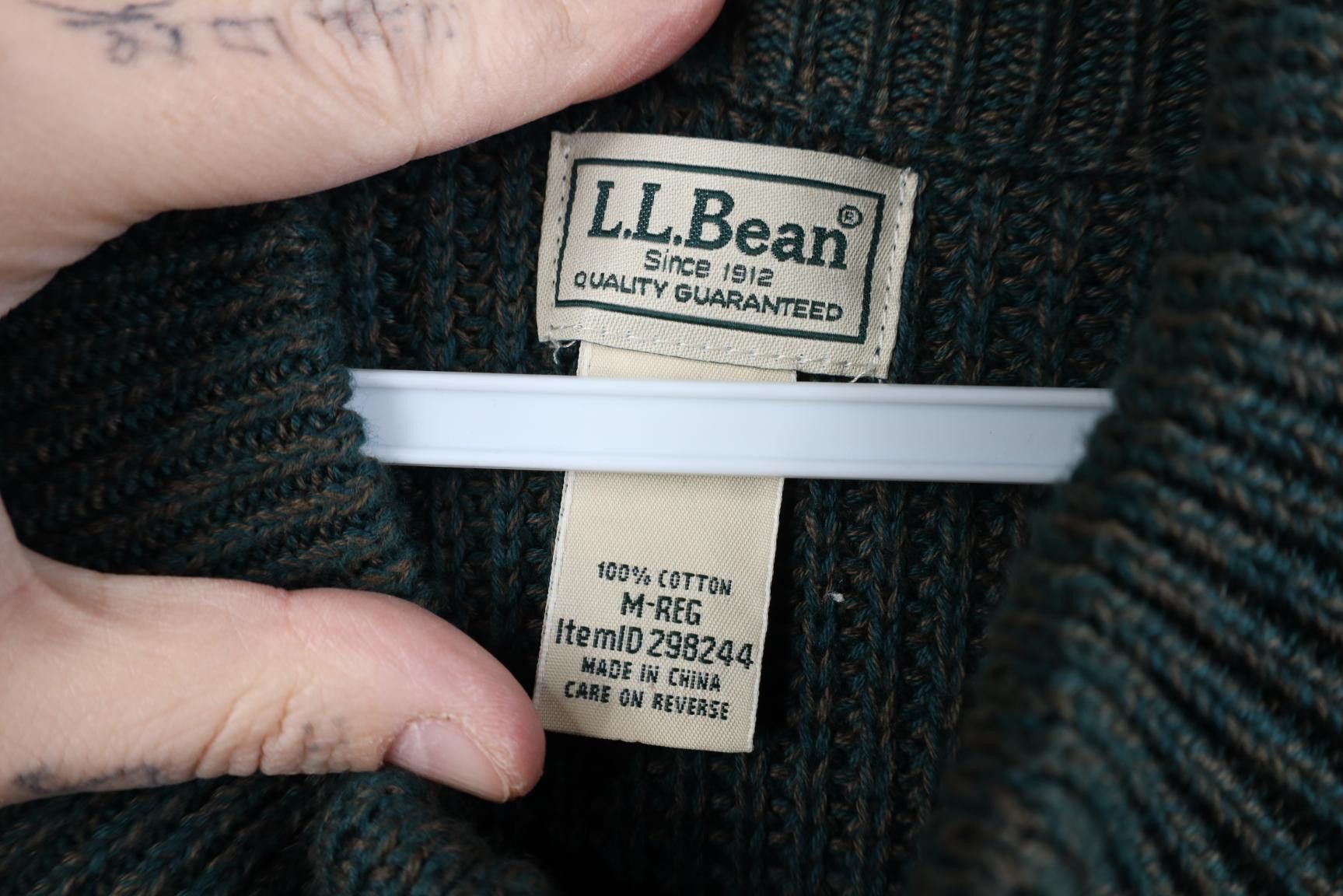 L.L. Bean Vintage 90s Y2K LL Bean Heavy Cotton Ribbed Knit Zip Sweater Size US M / EU 48-50 / 2 - 8 Thumbnail
