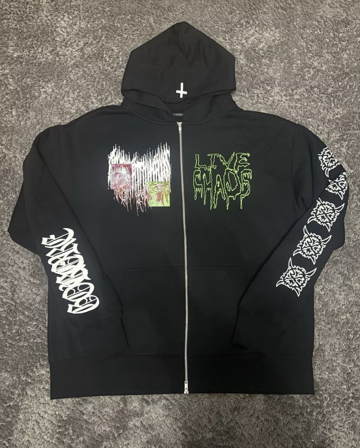 Ken Carson Ken Carson A Great Chaos Zip up hoodie tour merch Size
