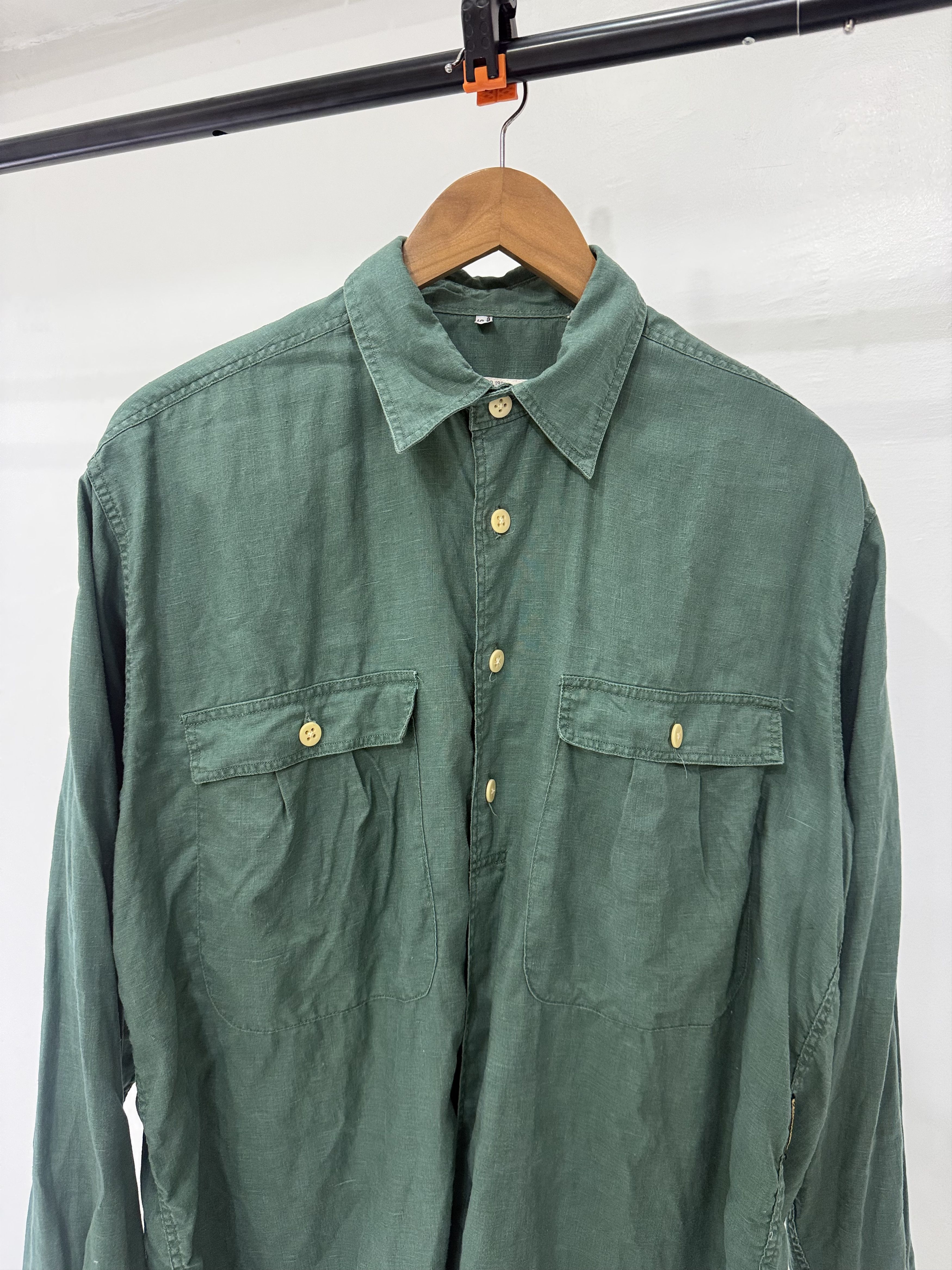 Armani Armani Jeans - 1990s 3/4 Buttondown Linen Shirt RARE Size US L / EU 52-54 / 3 - 2 Thumbnail