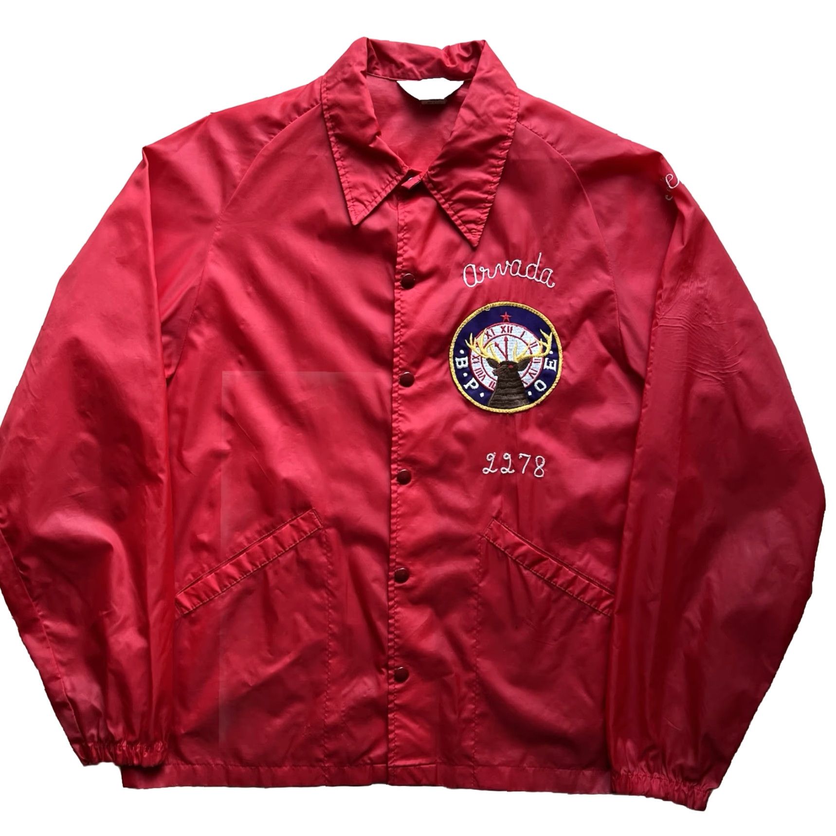 Vintage Vintage Swingster FFA Jacket L Red 70s Workwear USA Nylon Softshell Button Logo Coat, Mens, Regular, All Seasons, Collared, Lined, Short Jacket Size US L / EU 52-54 / 3 - 2 Thumbnail