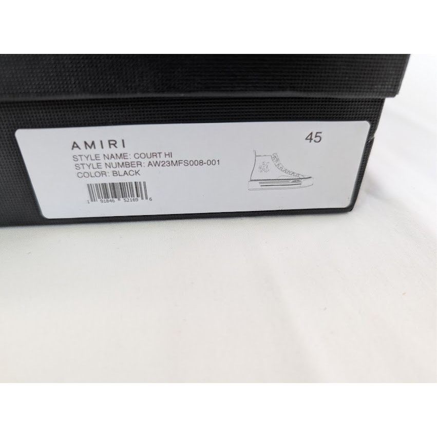 Amiri o1rshd1 Court Hi Allover Logo Sneakers in Black / White Size US 12 / EU 45 - 24 Thumbnail