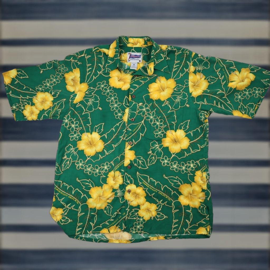 Reyn Spooner VINTAGE Reyn Spooner University of Oregon Mens S Hawaiian Shirt Green Size US S / EU 44-46 / 1 - 1 Thumbnail