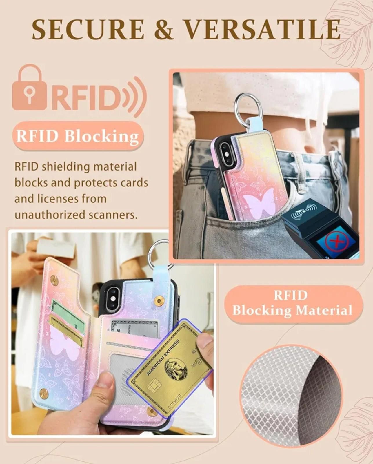 Other iPhone XS Max Wallet Case Butterfly Pattern Size ONE SIZE - 5 Thumbnail