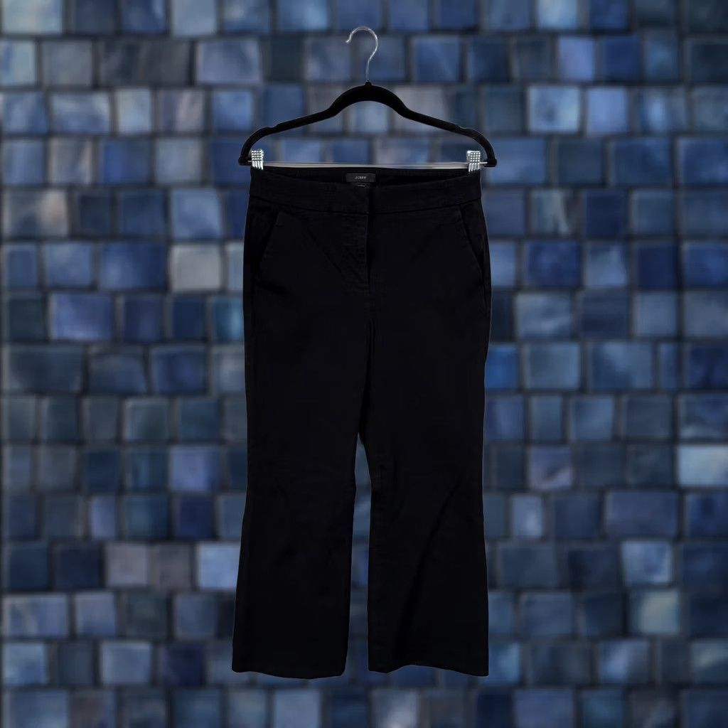 J.Crew J.CREW Womens Hayden Crop Flare Pants Work Office Black Twill Stretch Size 27" / US 4 / IT 40 - 1 Thumbnail
