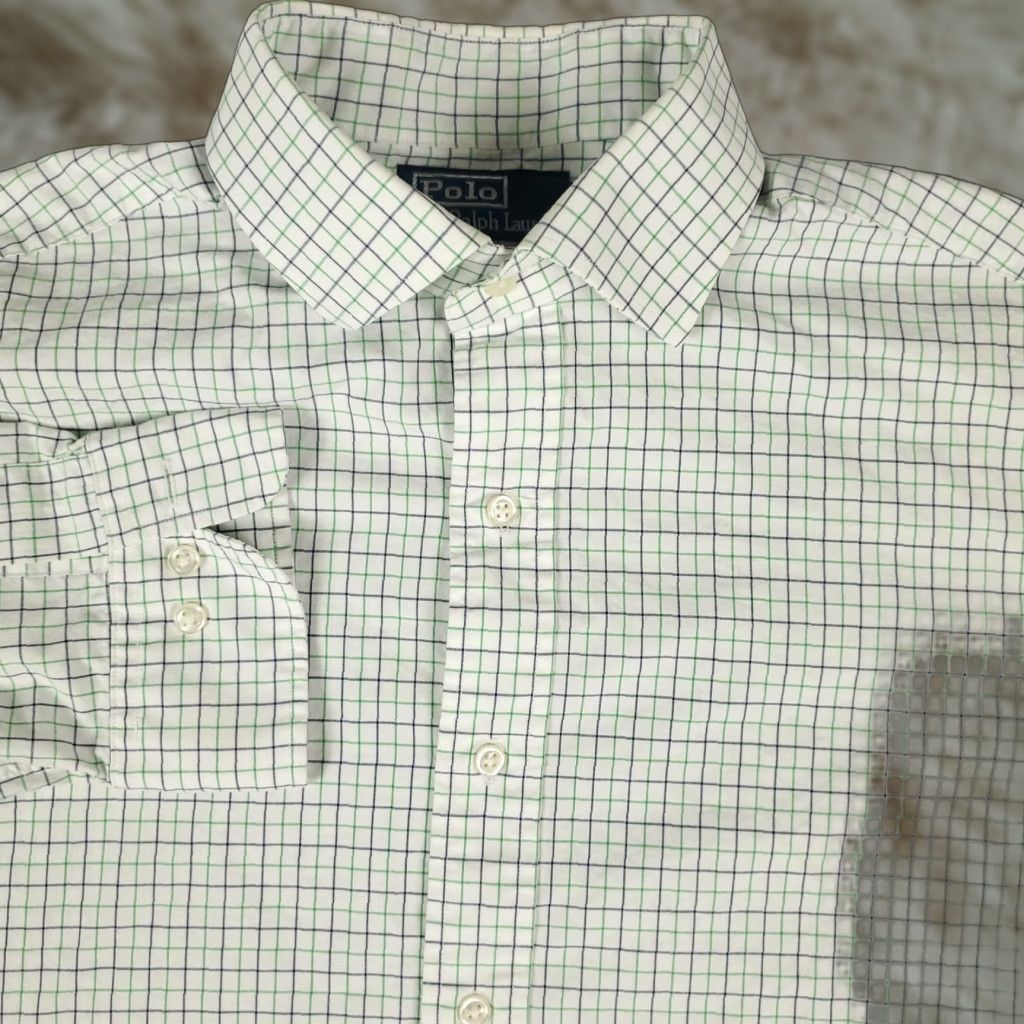 Ralph Lauren Ralph Lauren Shirt Mens 16 Green Blue Check Dress Button Up Long Sleeve Size 42R - 1 Thumbnail