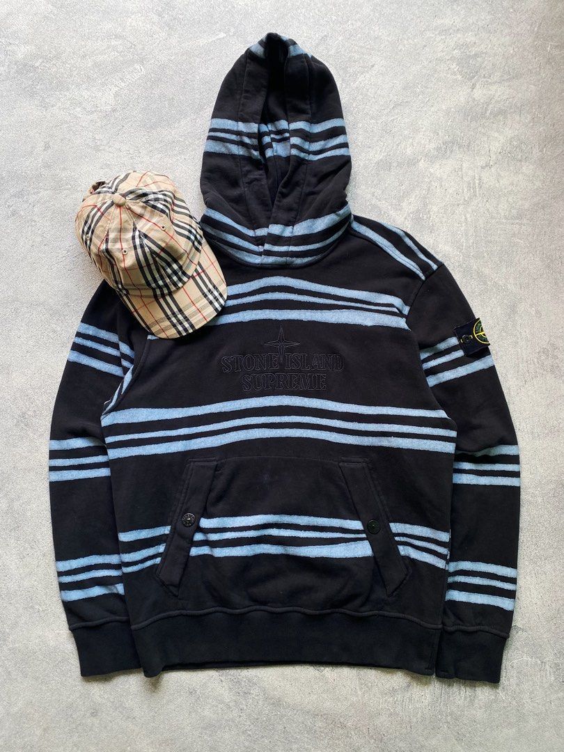 コラボ Supreme X Stone  Warp Stripe Hooded Sweatshirt Supreme Stone Island Warp Stripe Hooded Sweatshirt, Medium