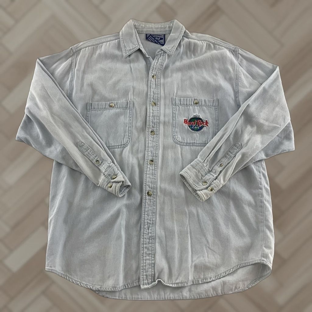 Hard Rock Cafe VINTAGE Hard Rock Cafe Shirt Denim Button-Front Long Sleeve Mens M Blue Size US M / EU 48-50 / 2 - 1 Thumbnail