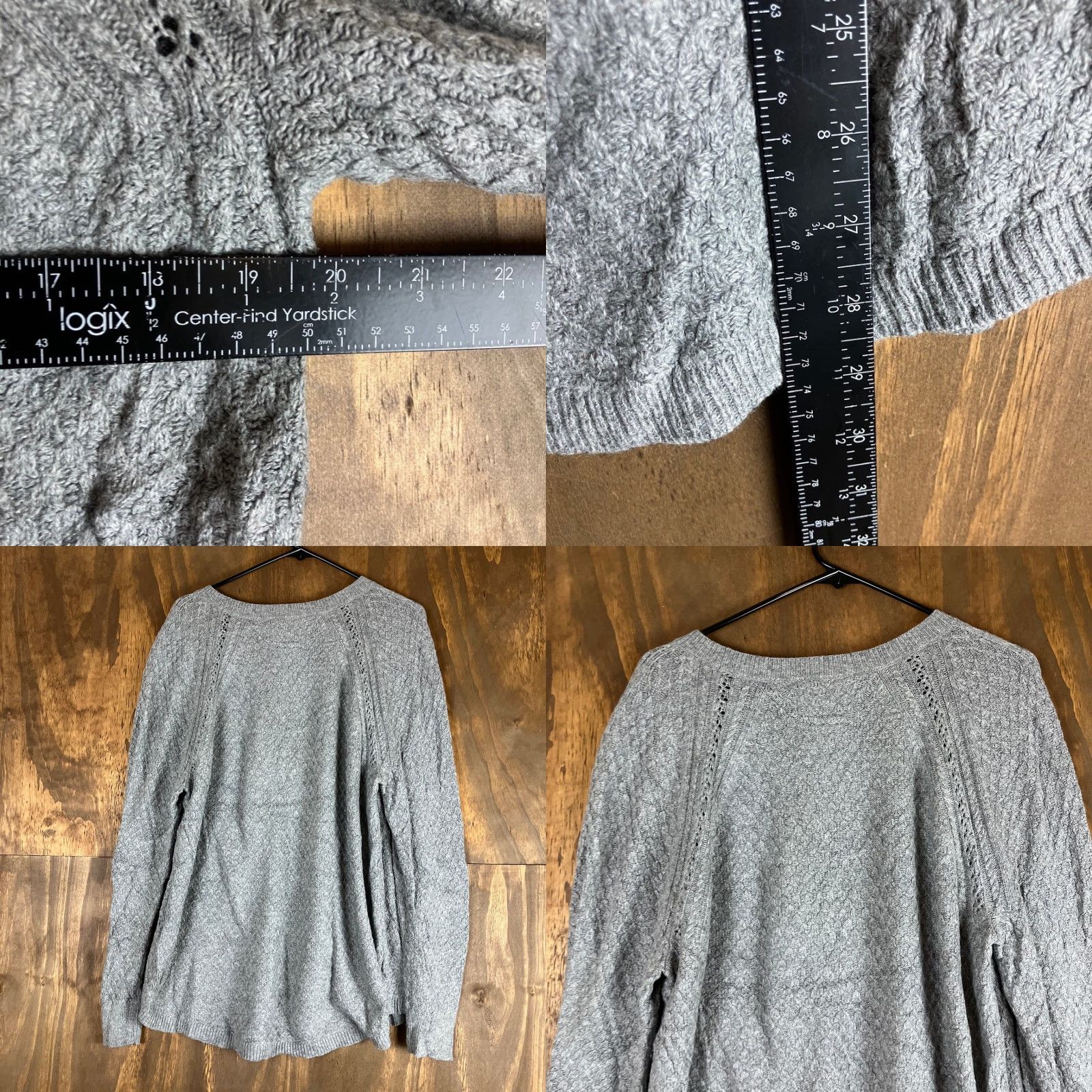Loft LOFT Womens Sweater Gray Crew Wool Blend Long Sleeve Open Knit Stretch XL Pullover Knit Casual Workwear Mens? Size XL / US 12-14 / IT 48-50 - 8 Thumbnail