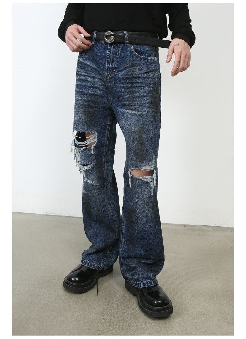 Japanese Brand × Jean American style street ripped jeans men's loose straight Size US 34 / EU 50 - 3 Thumbnail