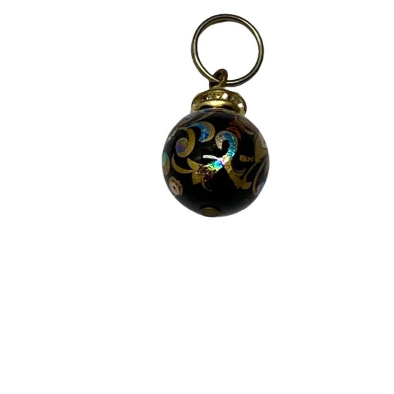 The Unbranded Brand Vintage Glass Ball Charm Pendant Floral Black Gold Jewelry Size ONE SIZE - 5 Thumbnail