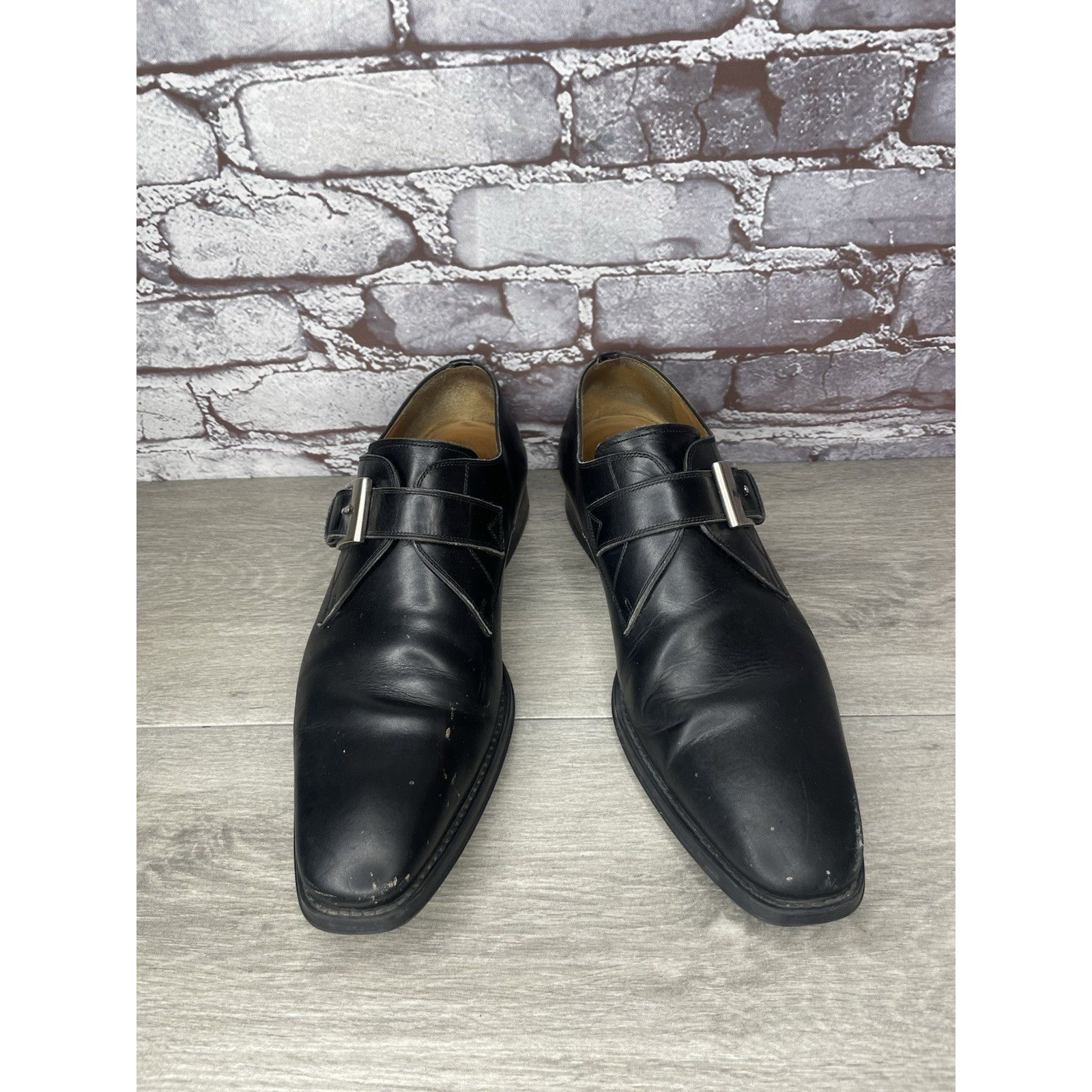 Magnanni Magnanni Black Leather Buckle Monk Strap Loafers Dress Shoes Size US 9.5 / EU 42-43 - 2 Thumbnail