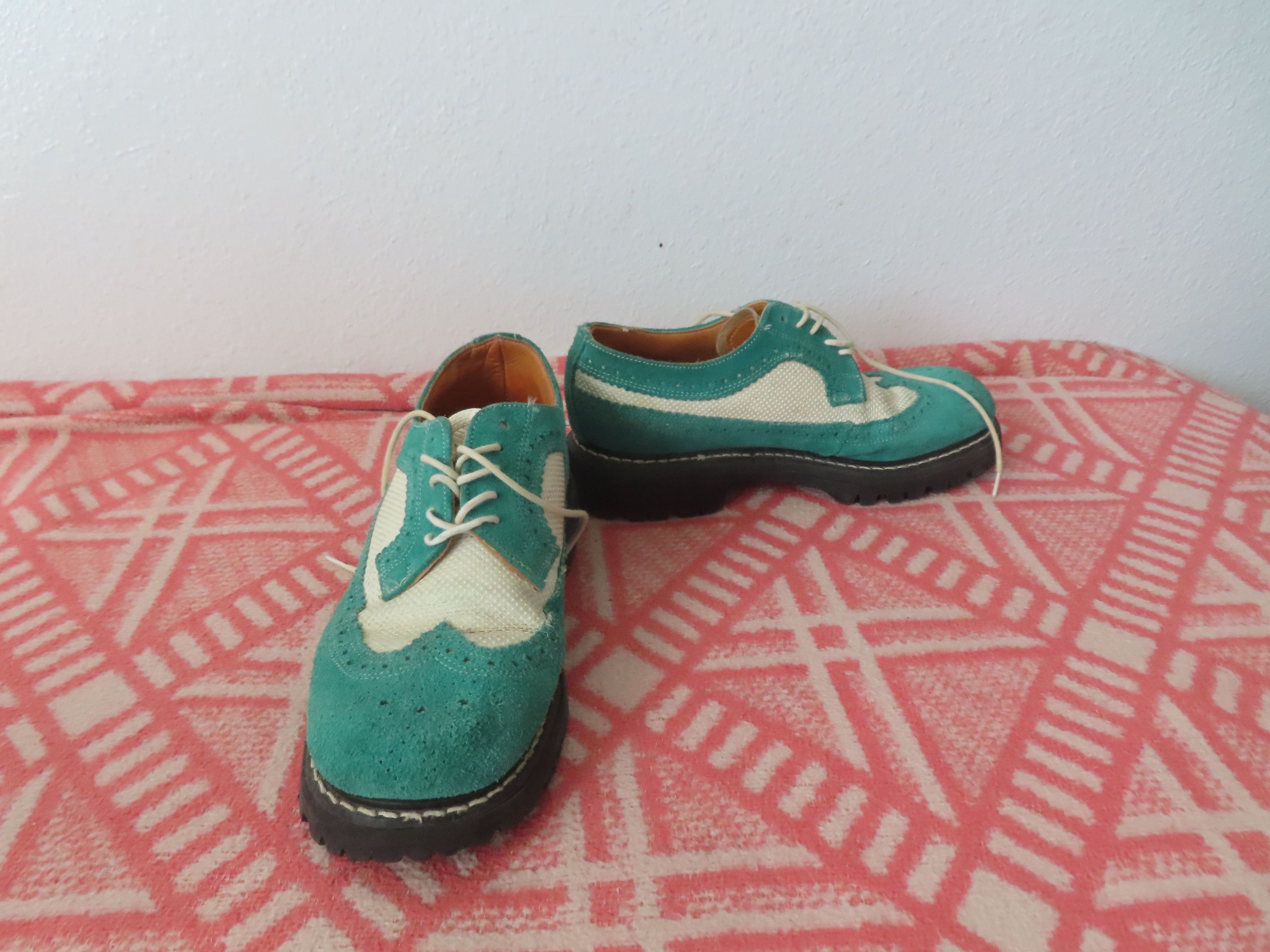 Designer × George Cox × Vintage Vintage green white Suede George Cox Shoes Size US 5 / EU 37 - 1 Thumbnail