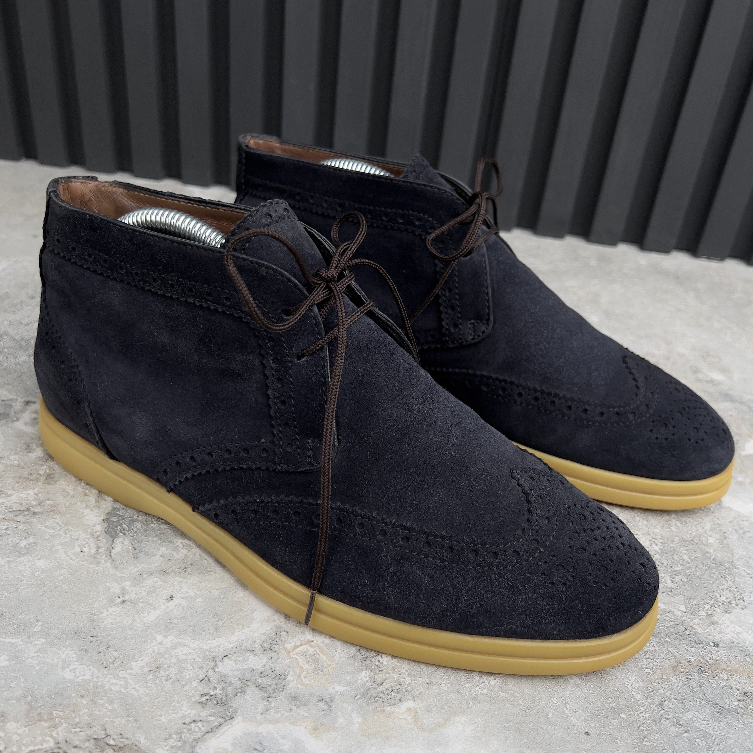 Loro Piana Desert Laced Boots Wing Tip Blue Suede Size US 10 / IT 40 - 4 Thumbnail