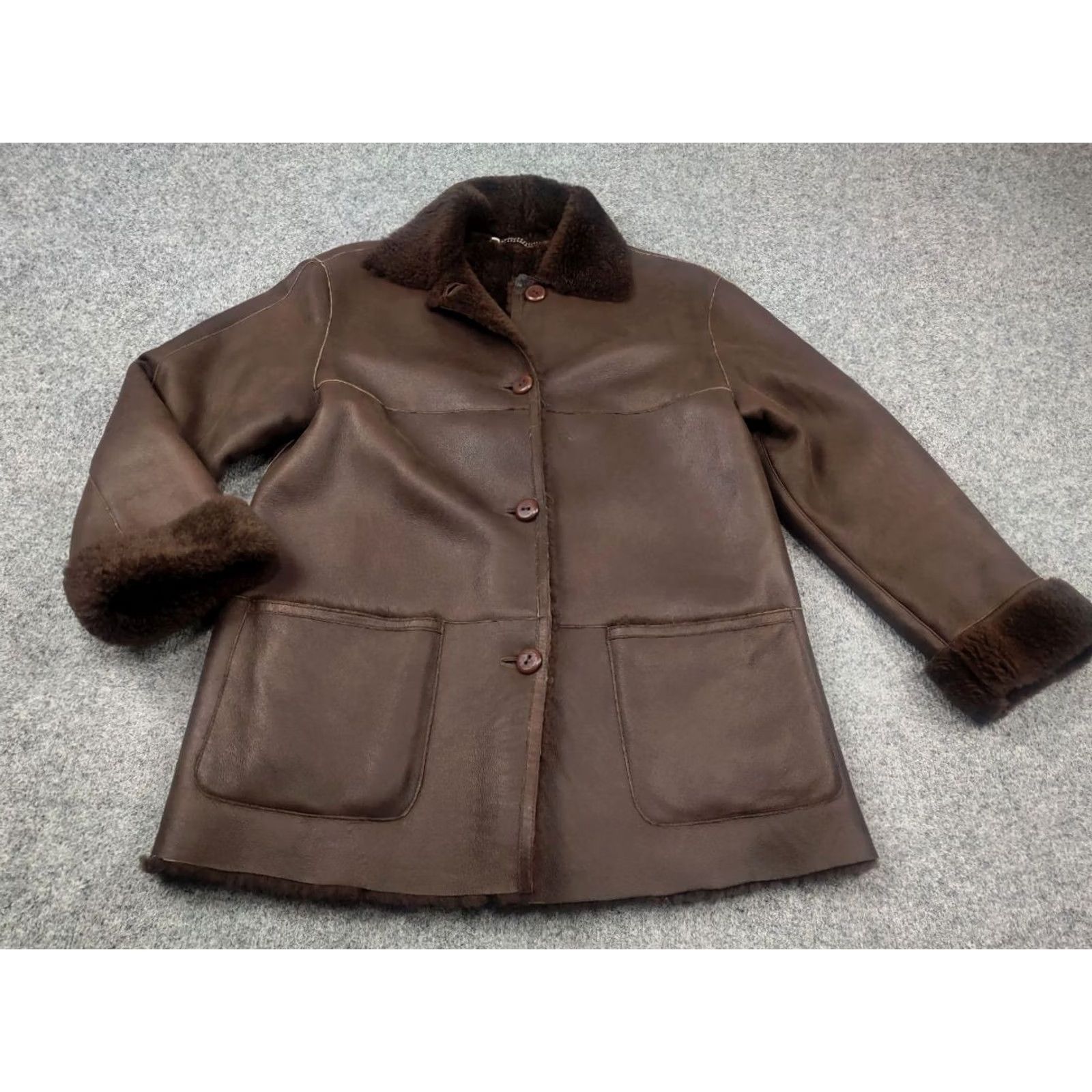Gallotti VINTAGE Gallotti Bacis Italy Design Brown Leather Shearling Fur-Lined Coat Jacket Mens Leather Jacket Wool Lined Winter 80s 90s Size US M / EU 48-50 / 2 - 6 Thumbnail