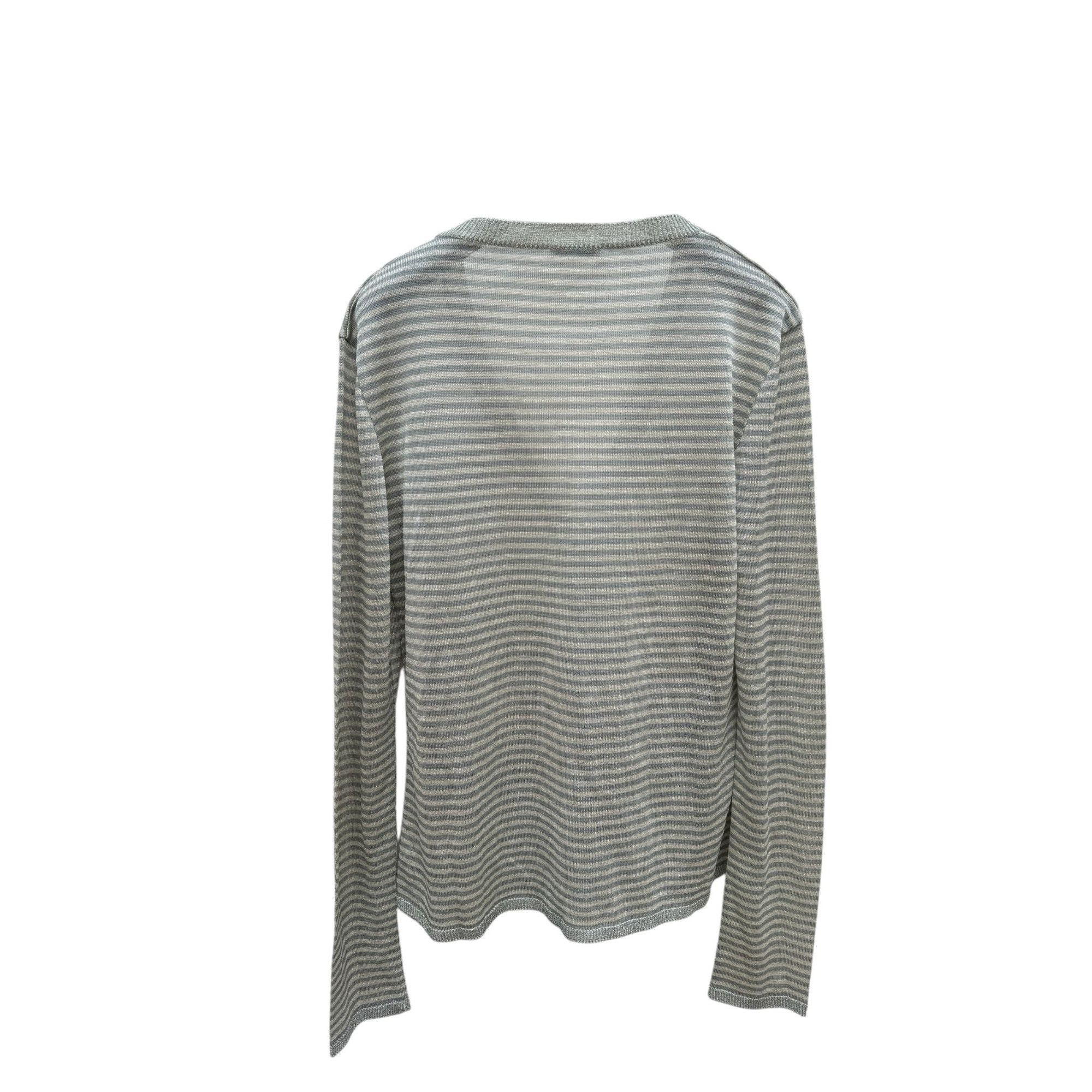 Miu Miu Grey Striped Shiny Cardigan Size M / US 6-8 / IT 42-44 - 4 Thumbnail