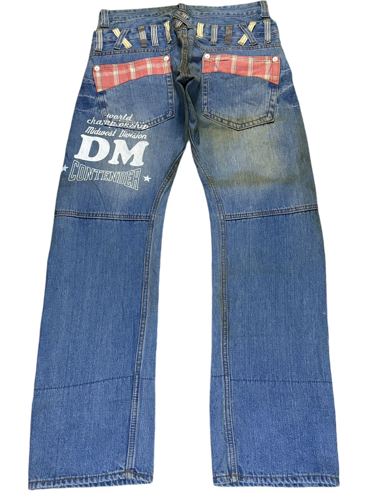 Japanese Brand Vintage Japanese Brand Double Waist Mud Wash Loose Jeans Size US 33 - 2 Thumbnail