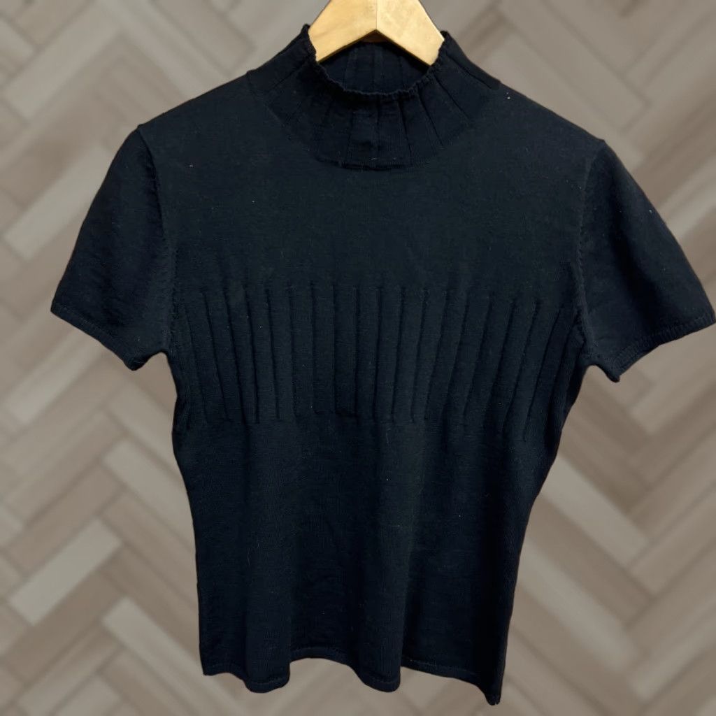 Vintage VINTAGE Christian Francis Roth Wool Short Sleeve Top Womens Medium Blouse Black Wool 21" Pit to Pit 23" Length Mens? Size M / US 6-8 / IT 42-44 - 1 Thumbnail