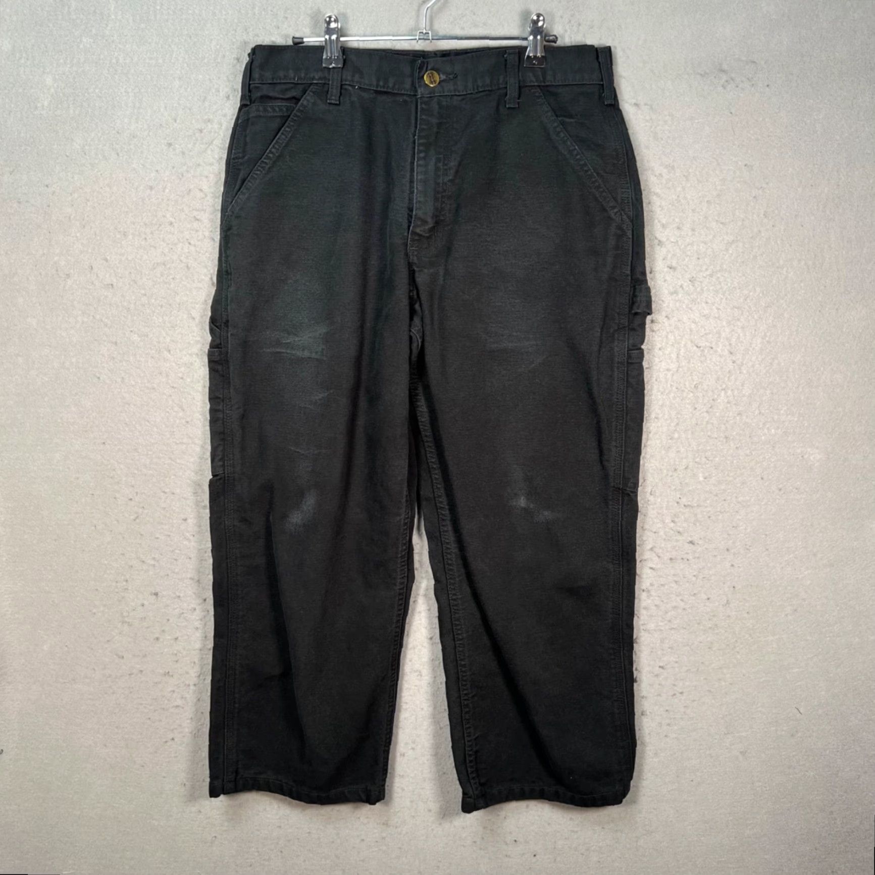 Carhartt Carhartt Mens Pants Carpenter 32x25 Black 100% Cotton Canvas 5-Pocket Logo Workwear Straight Inseam 25 in Mens Size US 32 / EU 48 - 2 Thumbnail