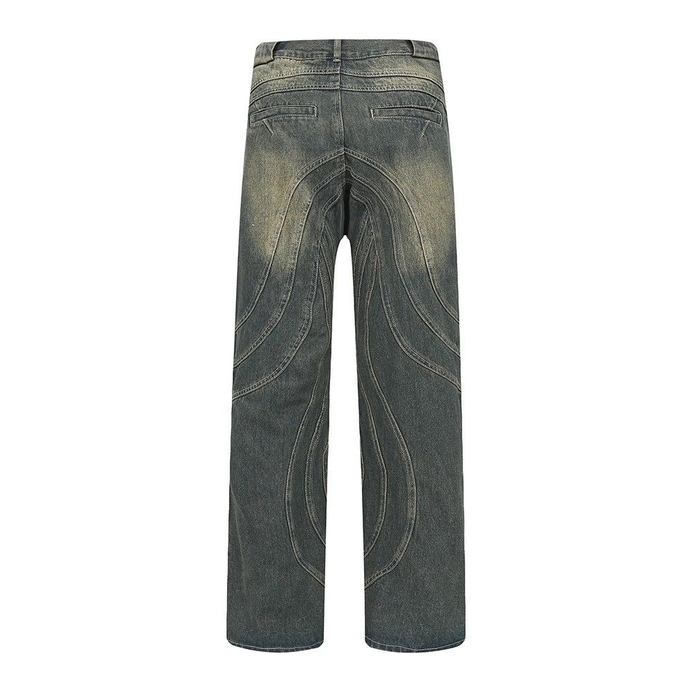 Japanese Brand × Jean × Vintage Painted Circle Striped Straight Flare Jeans Size US 32 / EU 48 - 5 Thumbnail