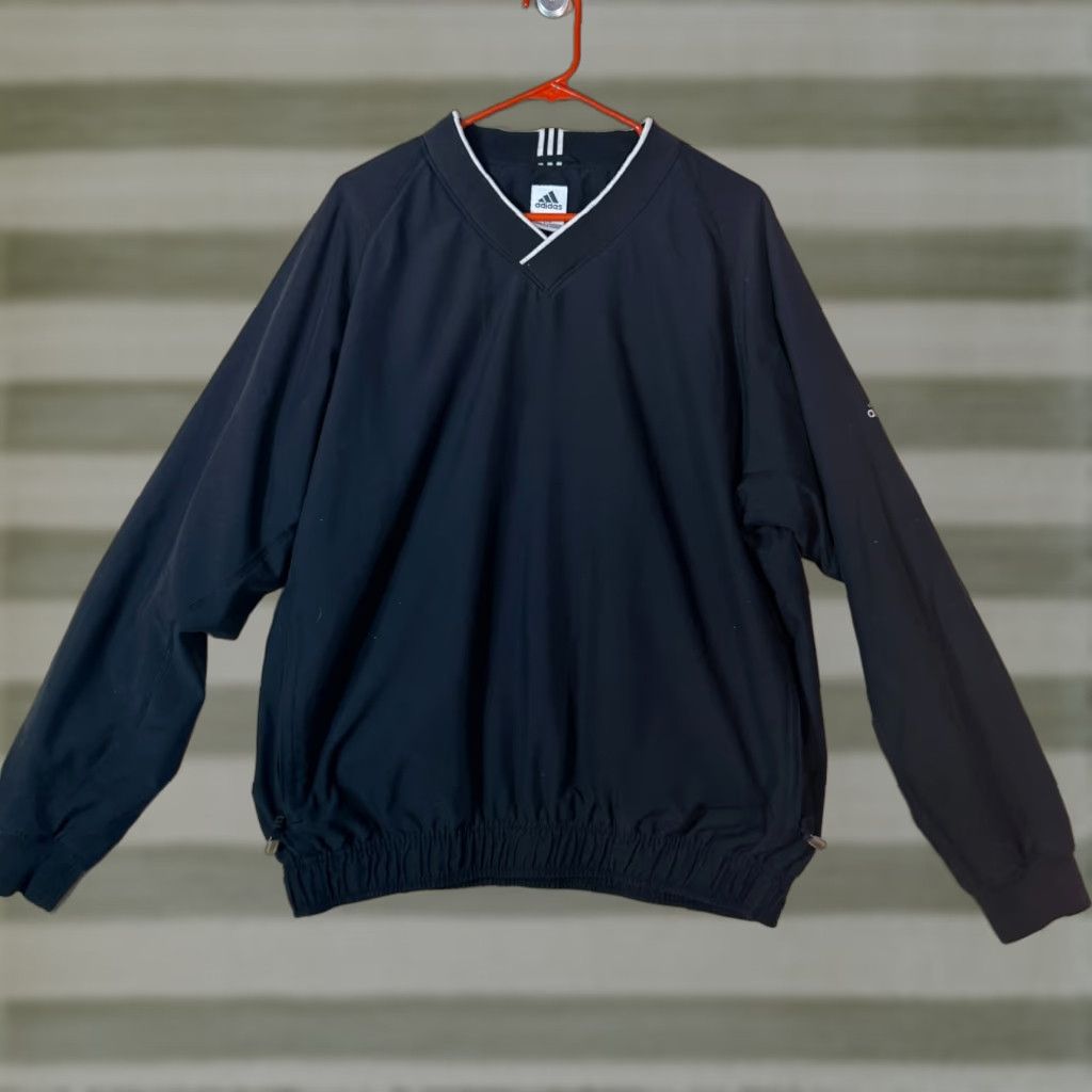 VINTAGE adidas Anorak Windbreaker Shirt Jacket Pullover Black Men's L Shirt Jackets Windbreaker Adidas Originals Logo 90s?