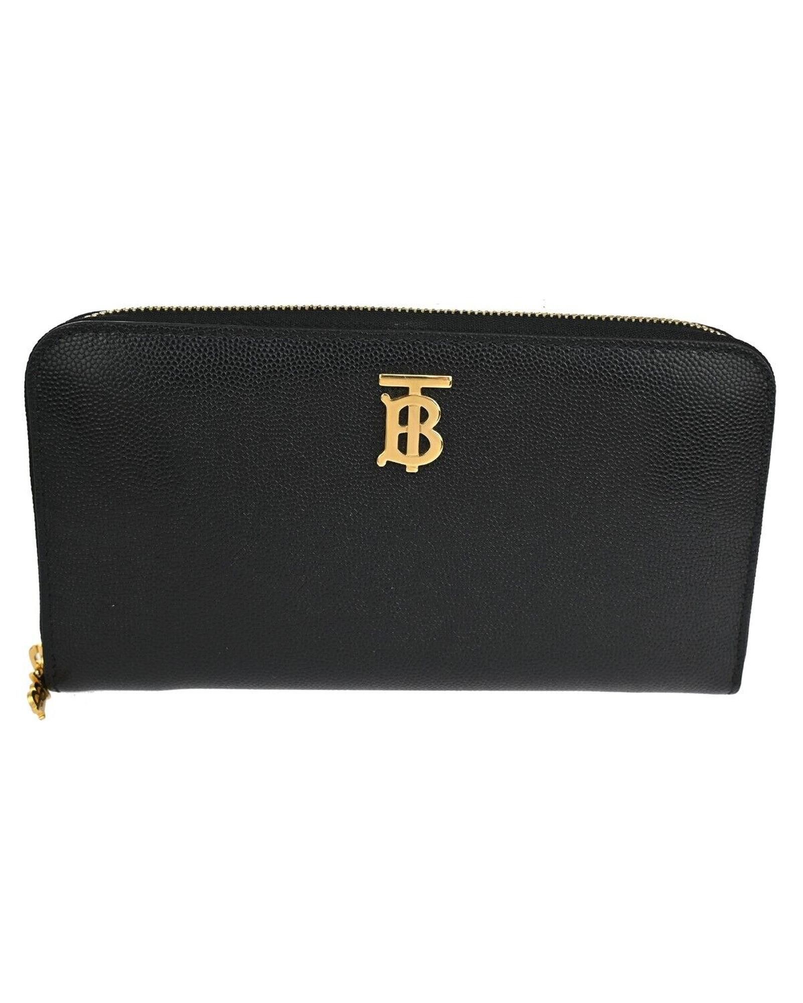 image of Burberry Sophisticated Leather Wallet With Timeless Elegance in Black, Women's