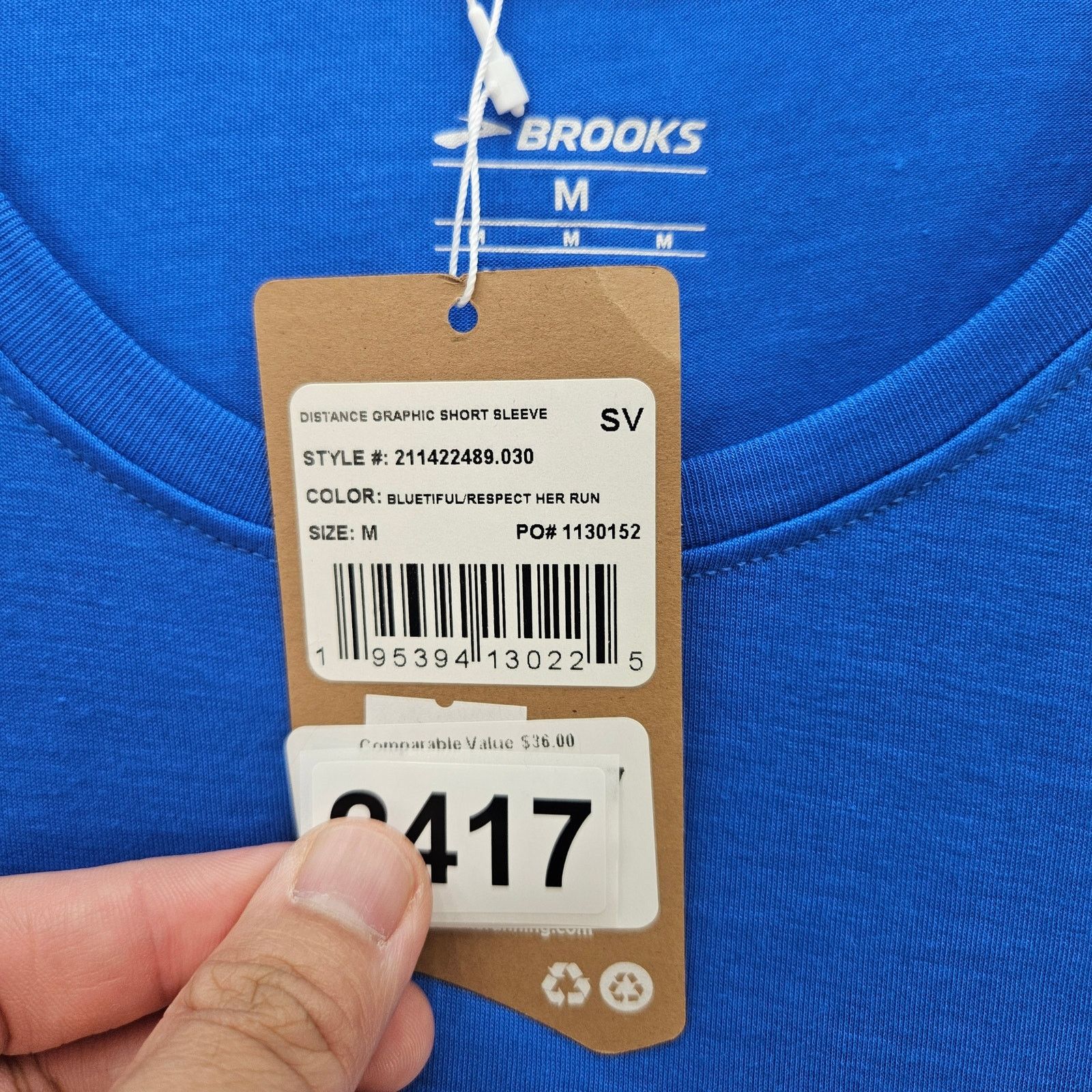 Brooks BROOKS WOMEN'S MEDIUM DISTANCE GRAPHIC SHORT SLEEVE BLUE TEE Size M / US 6-8 / IT 42-44 - 4 Thumbnail