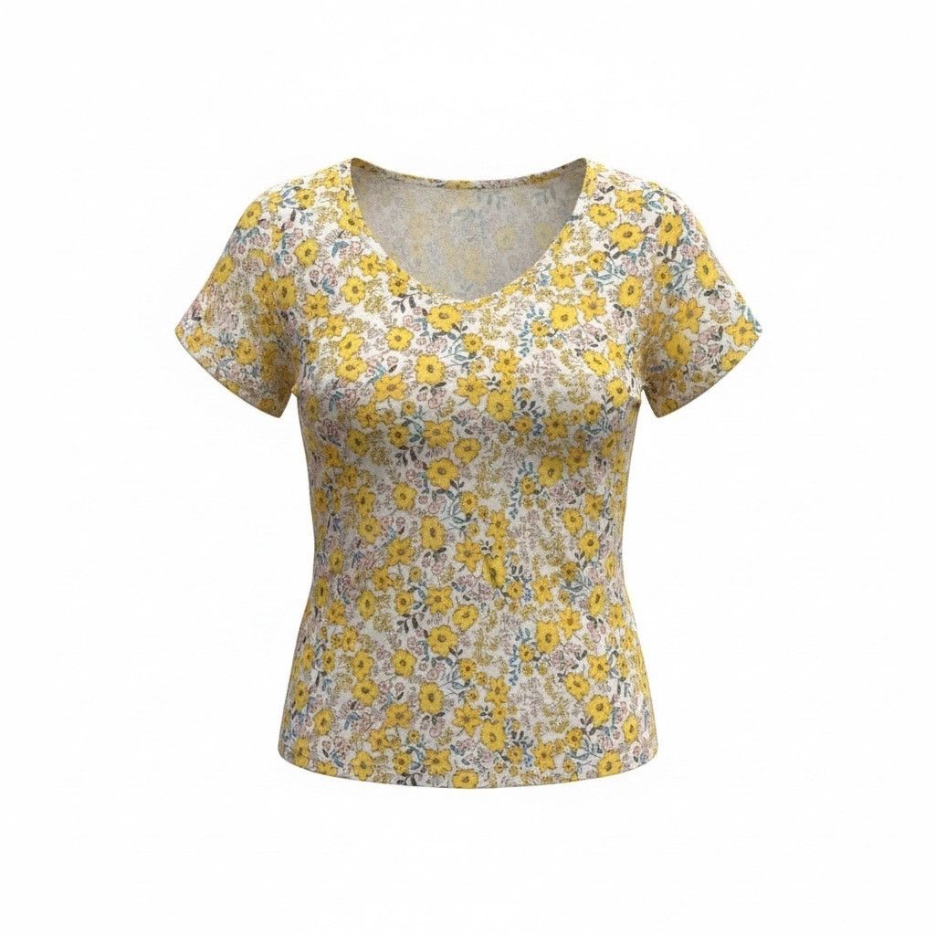 Loft Loft Vintage Soft Women’s Small S Yellow Floral Short Sleeve Size S / US 4 / IT 40 - 1 Thumbnail