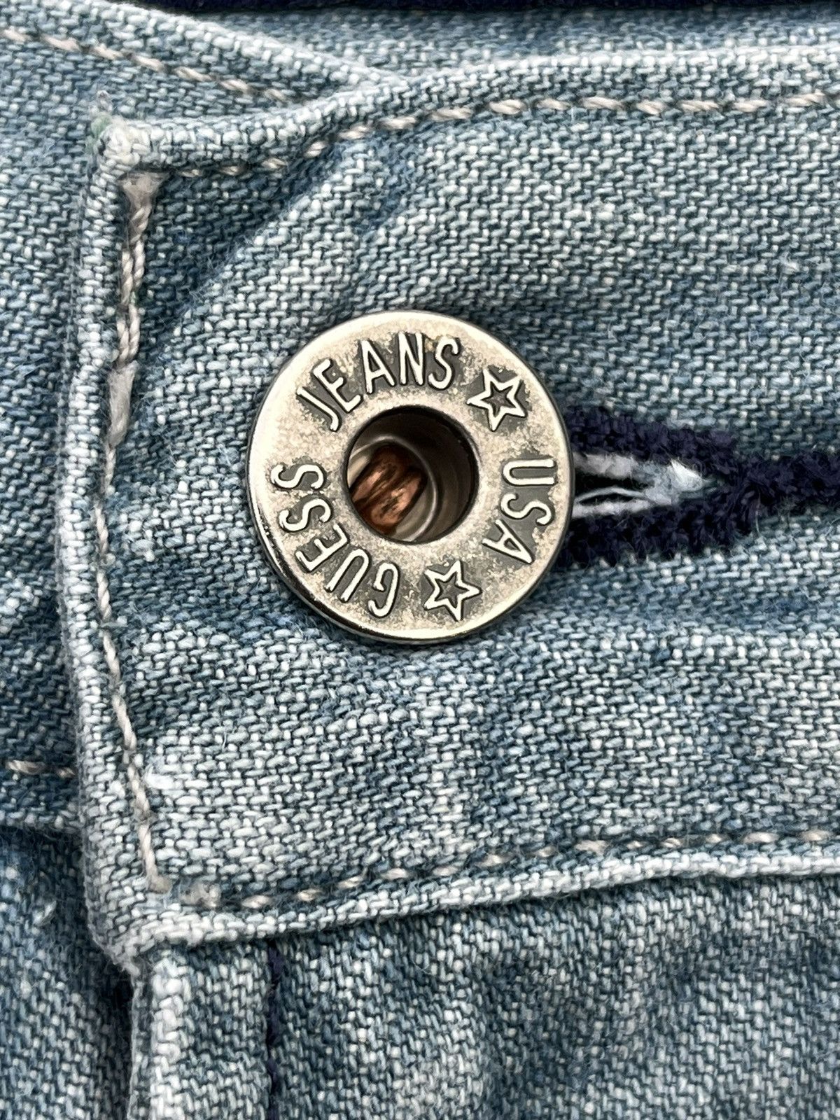 Guess Vintage Y2K Guess Made in Usa Blue Washed Frayed Flare Jeans Size US 34 / EU 50 - 10 Thumbnail