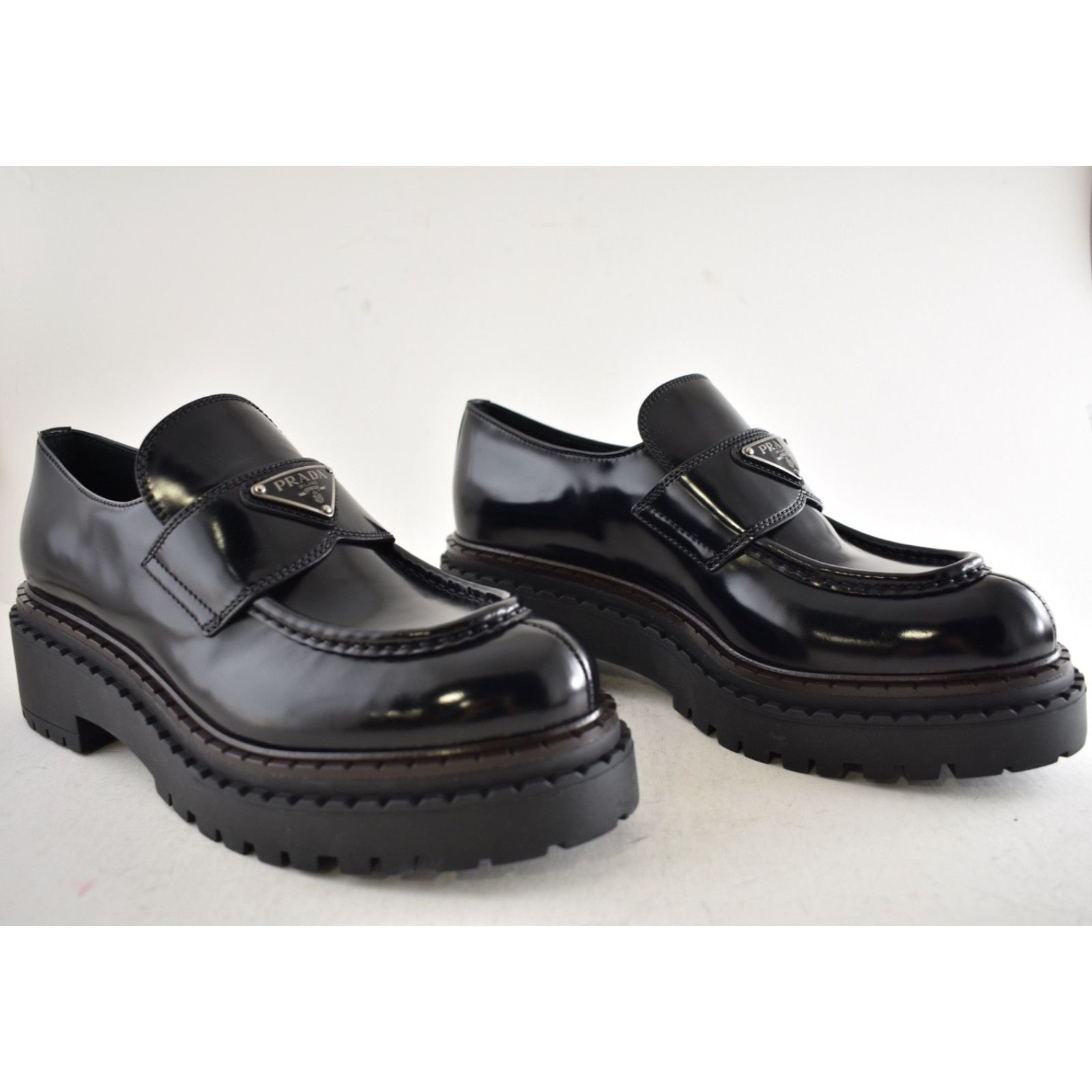Prada Prada Black Leather Platform Loafer Creeper Flat 38.5 Size US 8.5 / EU 41-42 - 4 Thumbnail