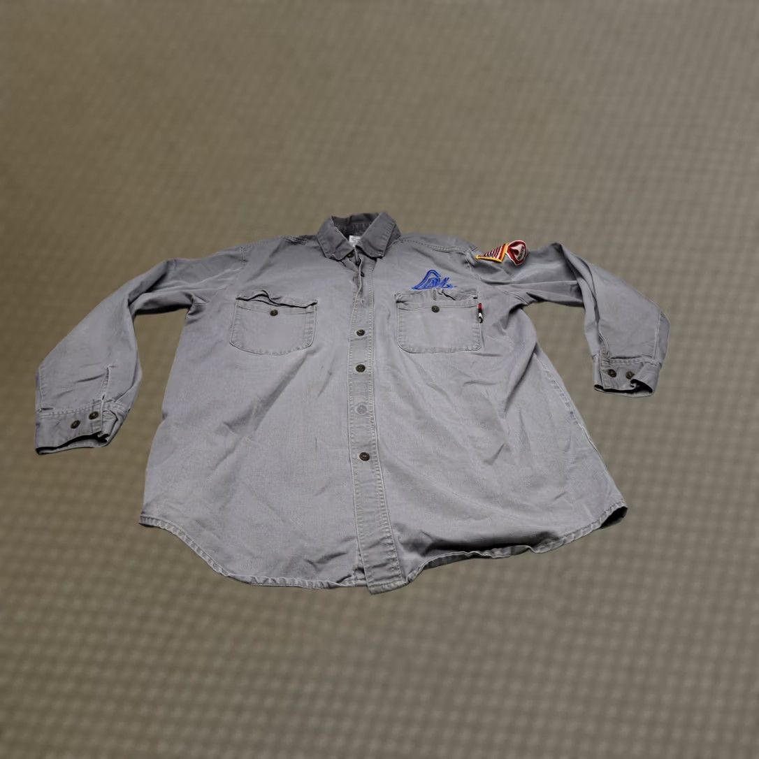 Walls Walls FR Work Shirt Men Large Grey Long Sleeve Fire Resistant Utility Patch LOGO Size US L / EU 52-54 / 3 - 1 Thumbnail