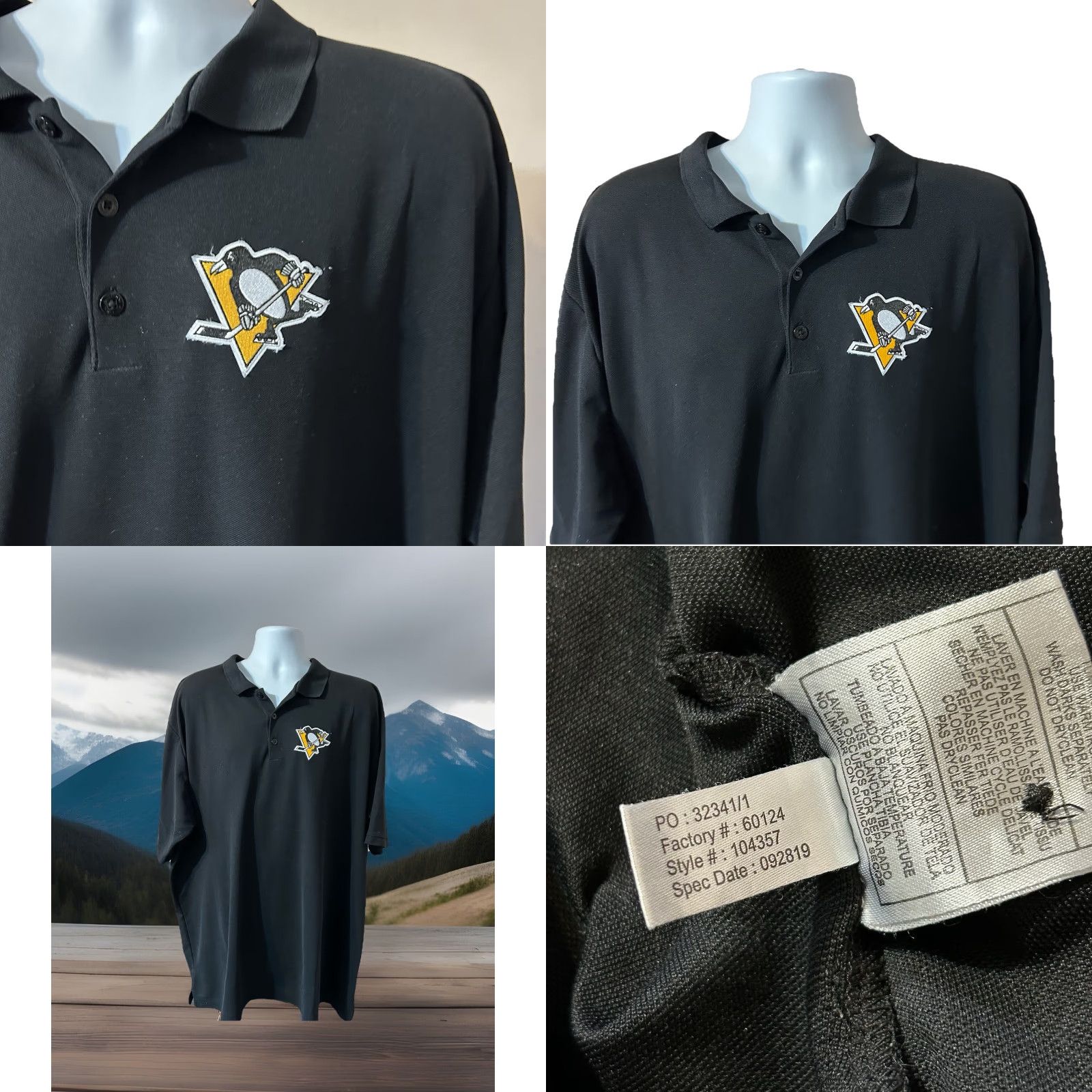 Vintage Pittsburgh Penguins Polo Shirt Men 3XL Black Button Collar Chest Logo Antigua Sports NHL Shirt Size US XXL / EU 58 / 5 - 8 Thumbnail