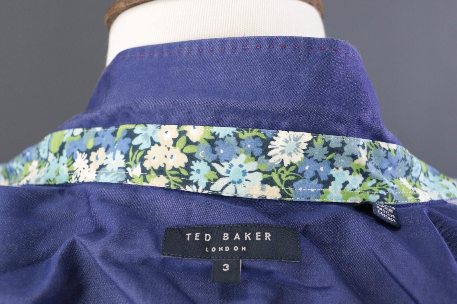 Ted Baker Ted Baker London Blue Floral Collar Dress Shirt Size 3 Size US M / EU 48-50 / 2 - 12 Thumbnail