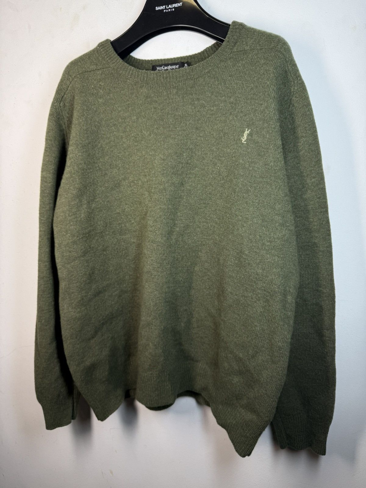 Yves Saint Laurent 90s Wool YSL Sweater Green Soft knitted YSL Sweatshirt Size US XL / EU 56 / 4 - 10 Thumbnail