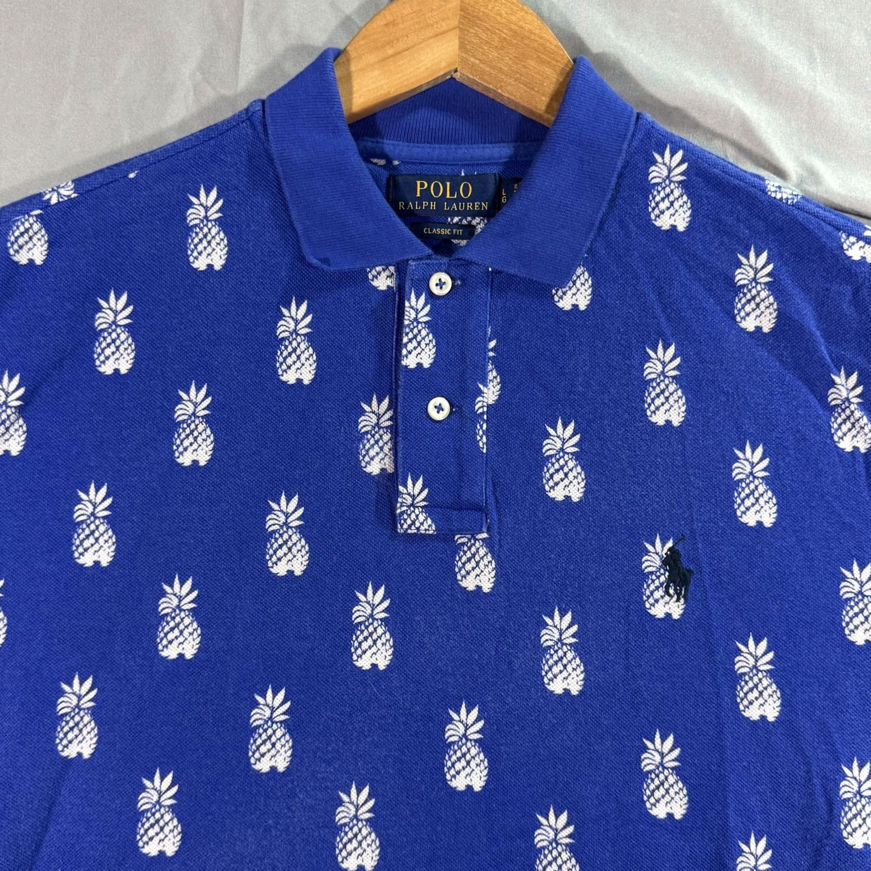 Polo Ralph Lauren Polo Ralph Lauren Polo Shirt Mens L Blue Pineapple Print Classic Fit Cotton Shirt Graphic Print Casual Tailored Polo Mens Large Pineapple Pattern Size US L / EU 52-54 / 3 - 5 Thumbnail