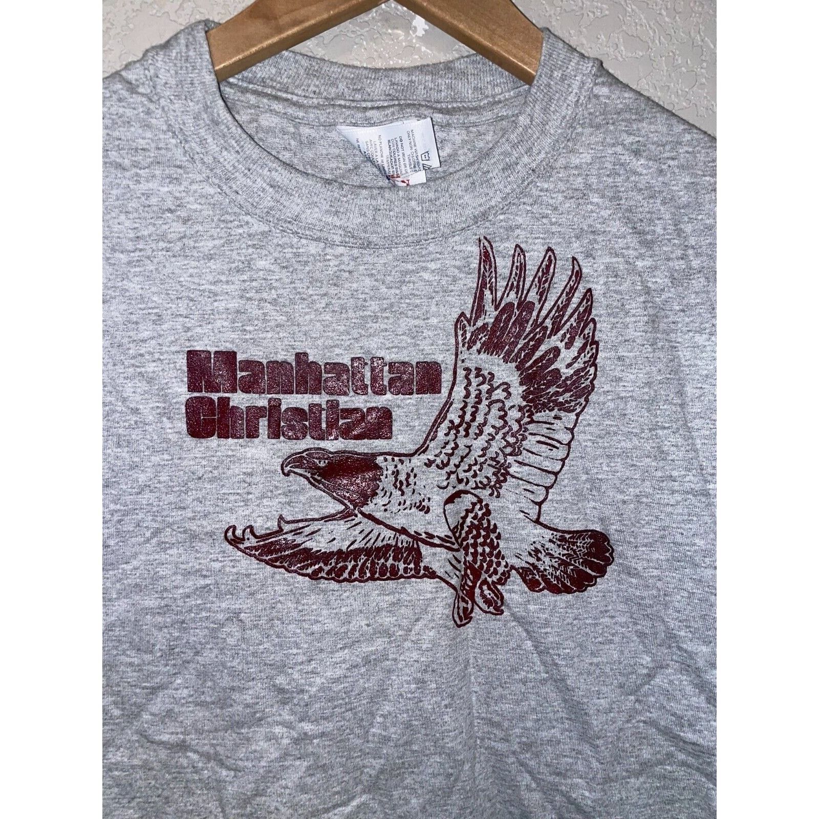 Jerzees Vintage Manhattan Christian Shirt Gray Bird 90s Tee VTG S Size US S / EU 44-46 / 1 - 2 Thumbnail