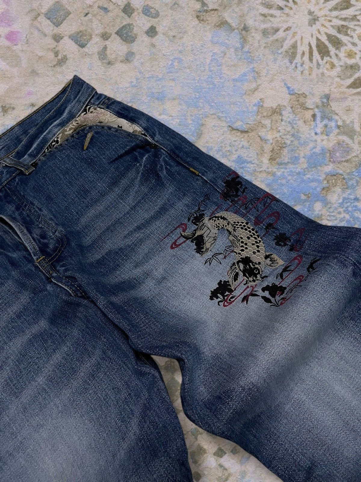 Takeo Kikuchi Vintage Og 1990s Japan Takeo Kikuchi Traditional Koi Denim Size US 32 / EU 48 - 8 Thumbnail