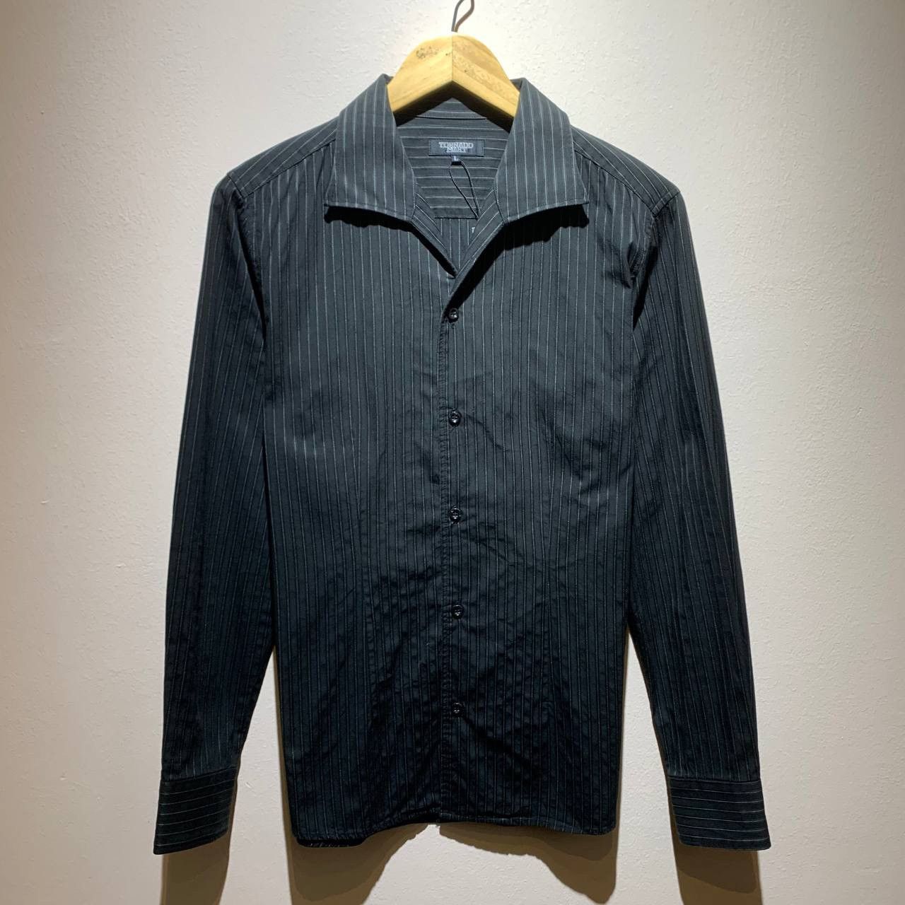 Tornado Mart Tornado Mart Open Collar Striped 90s Black Shirts 🌪️ Size US L / EU 52-54 / 3 - 1 Thumbnail