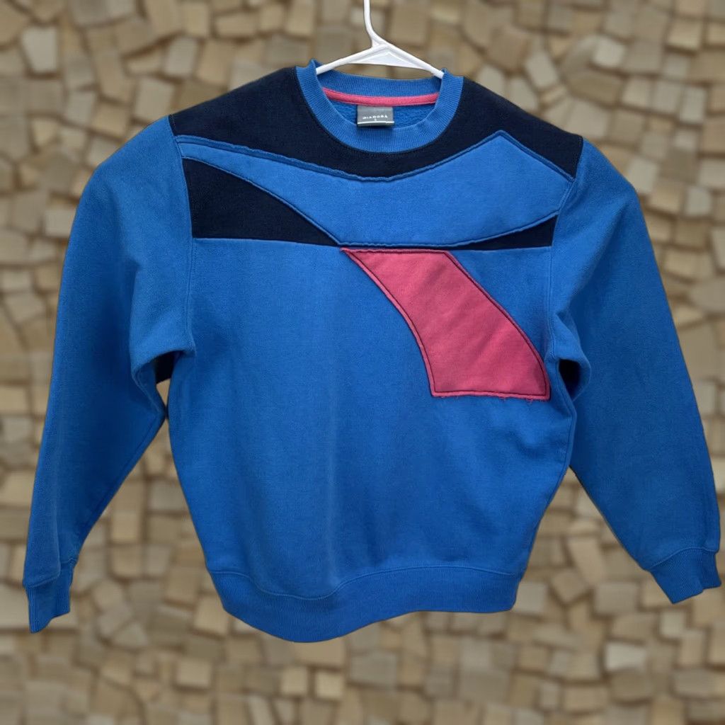 Diadora VINTAGE Diadora Sweatshirt Men Small All Seasons Blue Pink Geometric 90s Sports Pullover Size US S / EU 44-46 / 1 - 1 Thumbnail