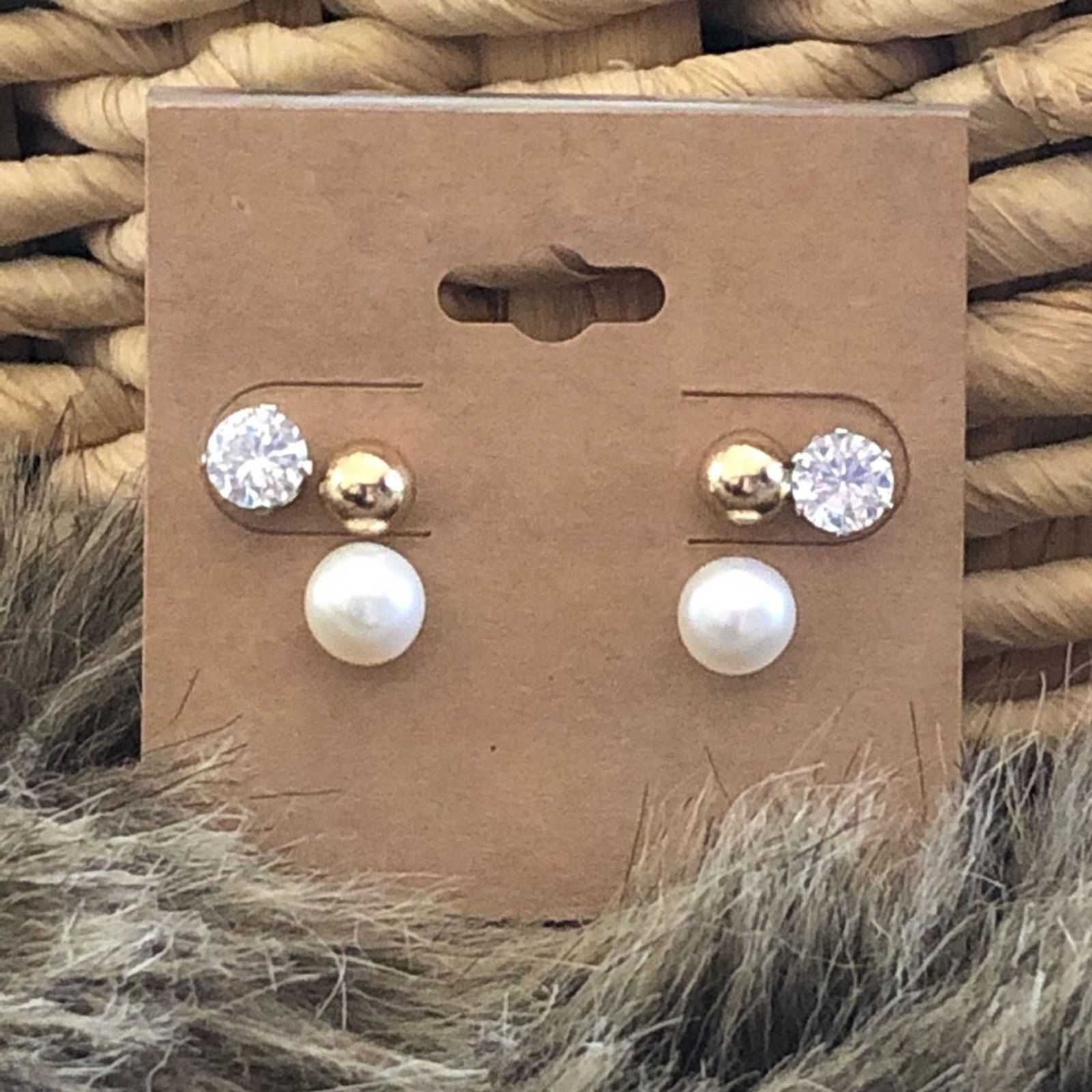Vintage Vintage lot of three pairs stud post earrings Size ONE SIZE - 1 Thumbnail