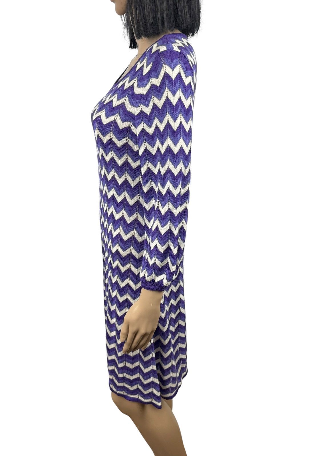 Alice + Olivia Alice + Olivia Viscose Knit Wool Dress Zigzag Pleated Size M / US 6-8 / IT 42-44 - 6 Thumbnail